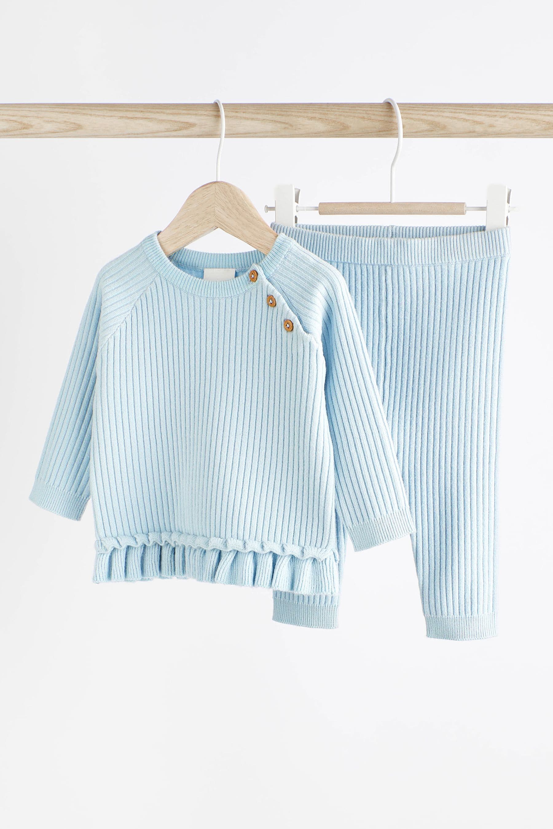 Blue Knitted Baby 2 Piece Set (0mths-2yrs)