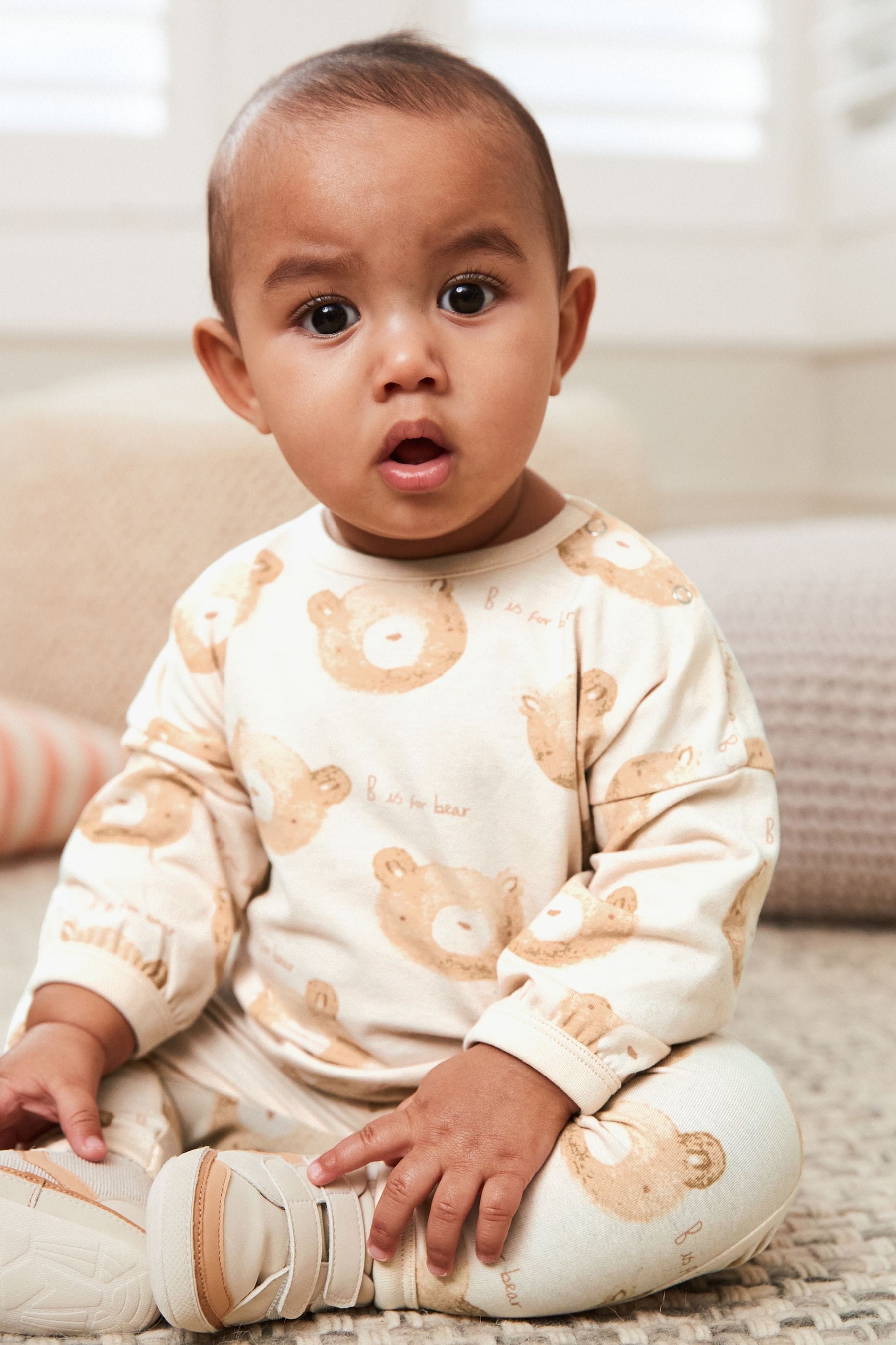 Neutral Bear Baby Lightweight Sweatshirt And Joggers 2 Piece Set