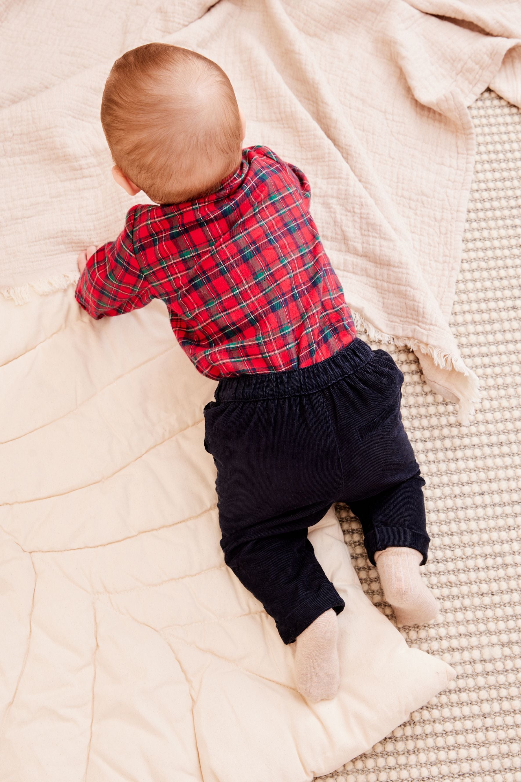 Red 3 Piece Shirt Body, Trousers and Braces Set (0mths-2yrs)