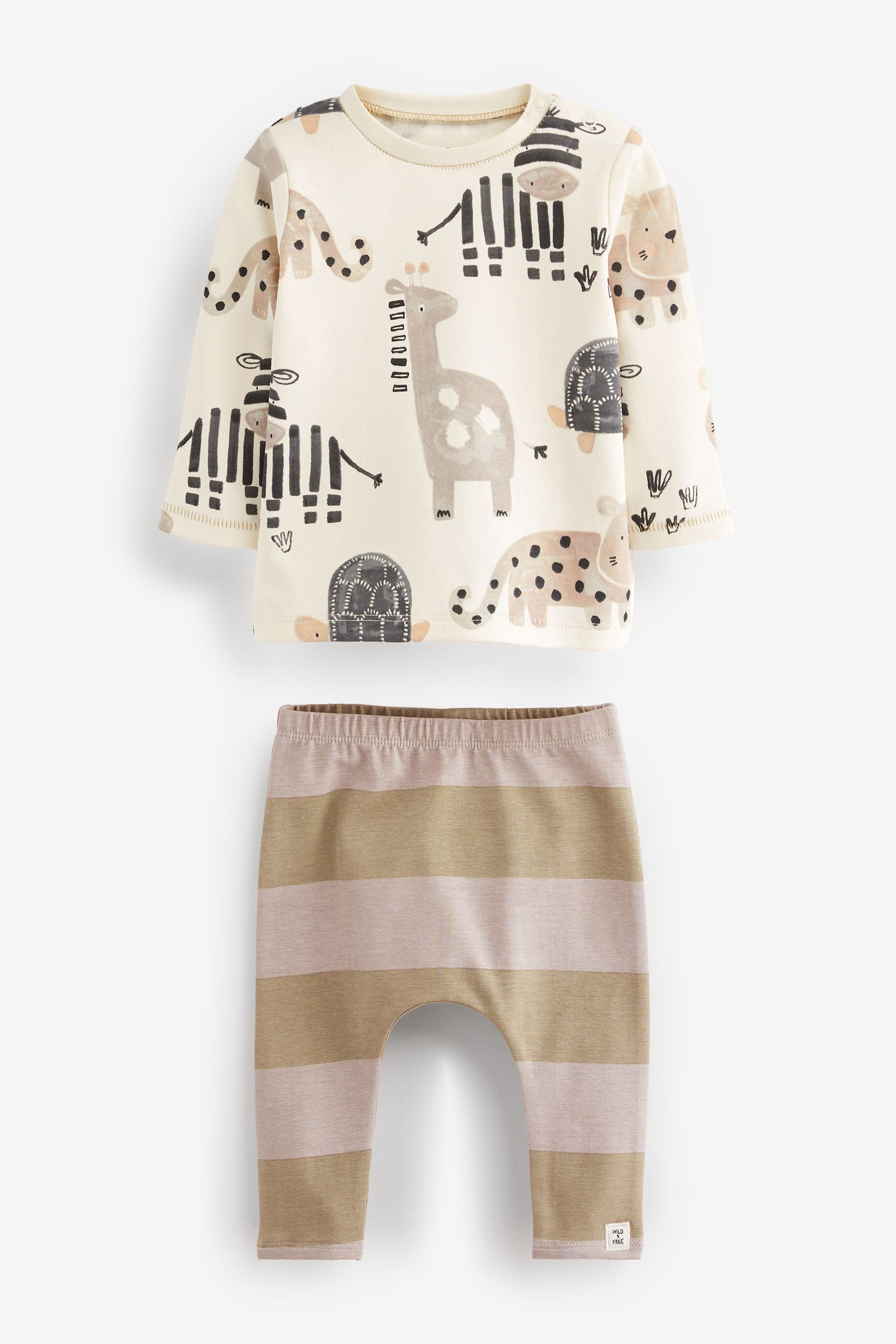 Monochrome Safari Baby T-Shirts And Leggings Set 6 Pack