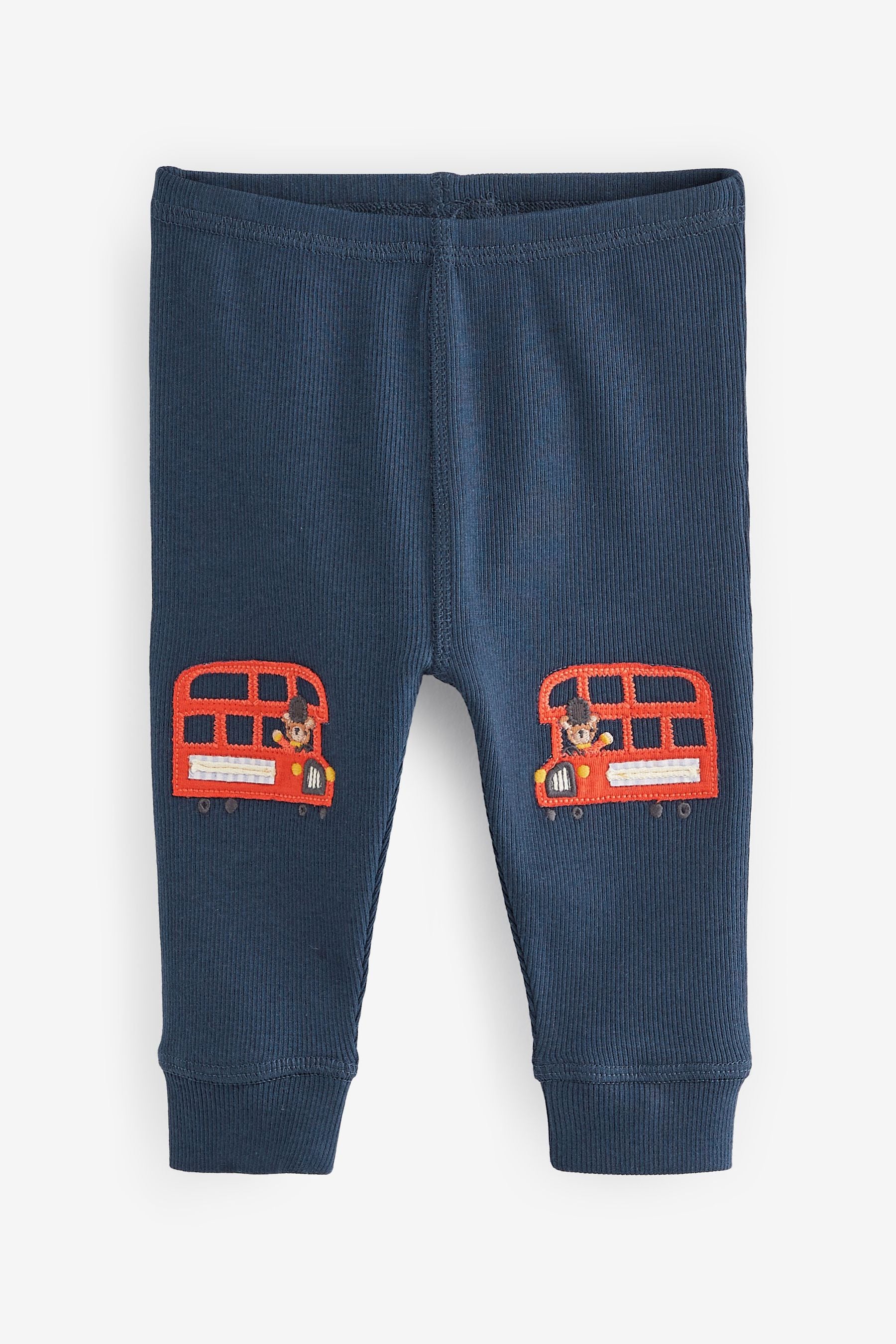 Navy Blue London Bus Baby Bodysuit T-Shirts and Leggings 4 Piece Set