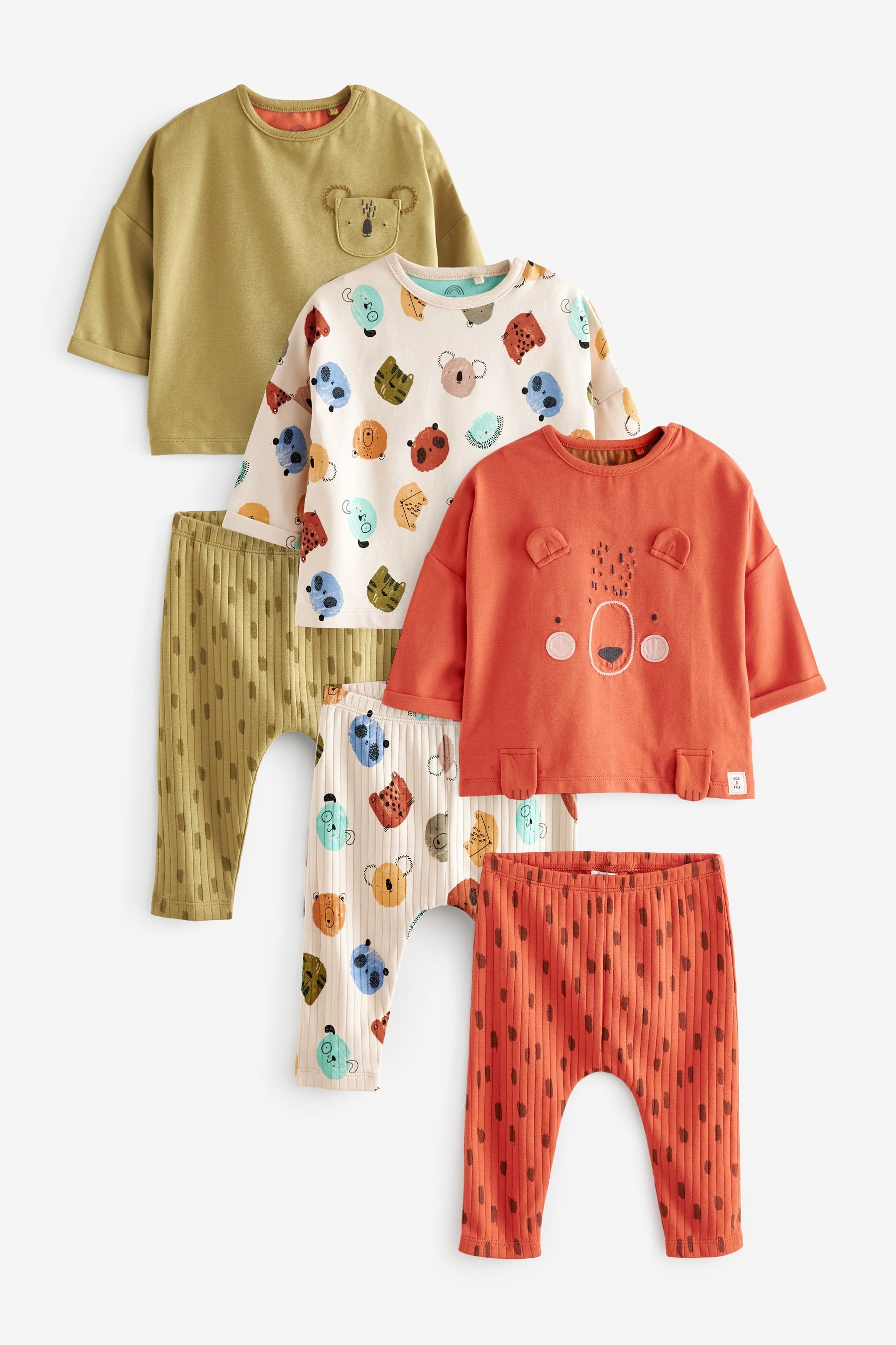 Rust Brown Character Baby T-Shirts And Leggings Set 6 Pack