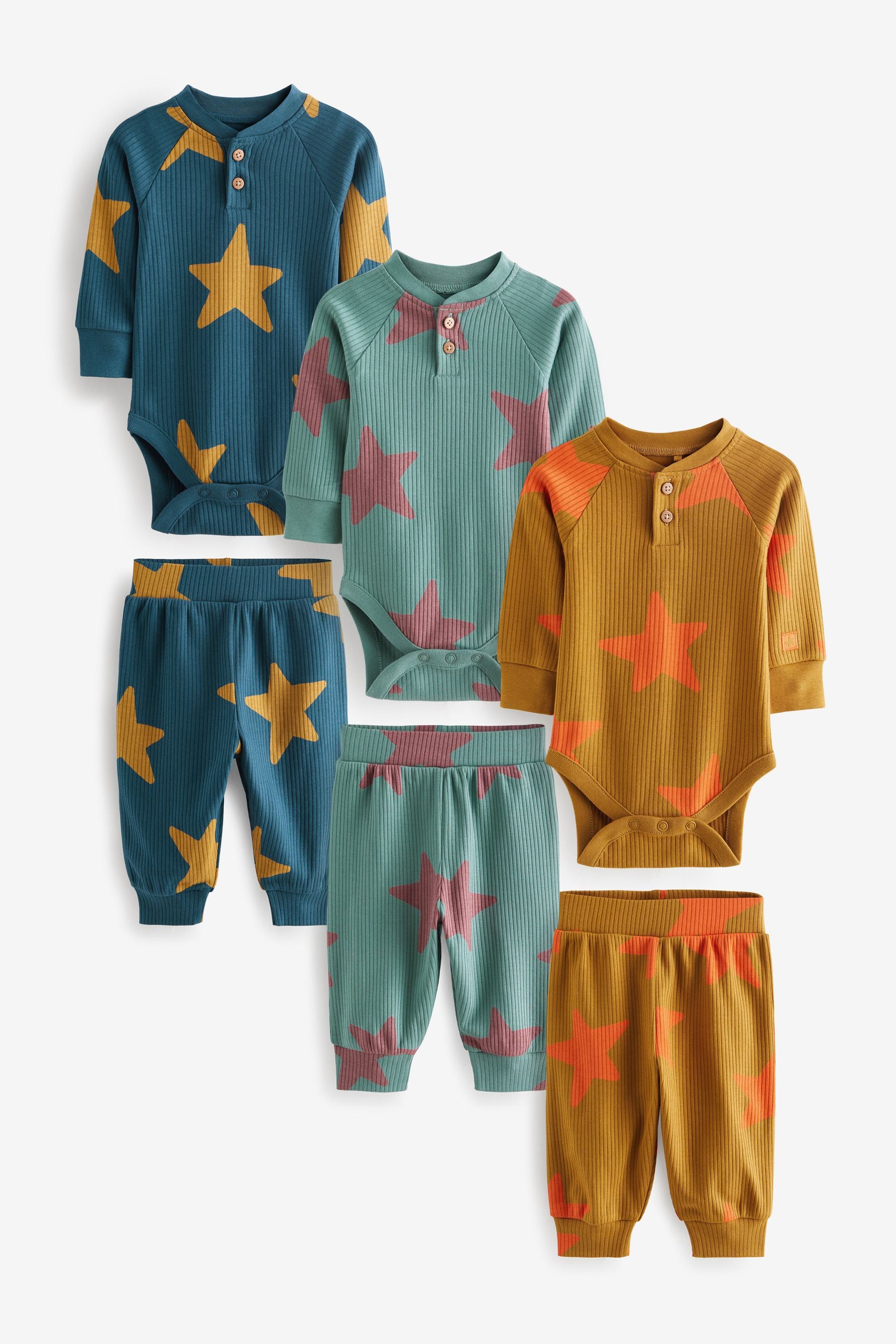 Bright Star Baby Bodysuits And Leggings 6 Piece Set