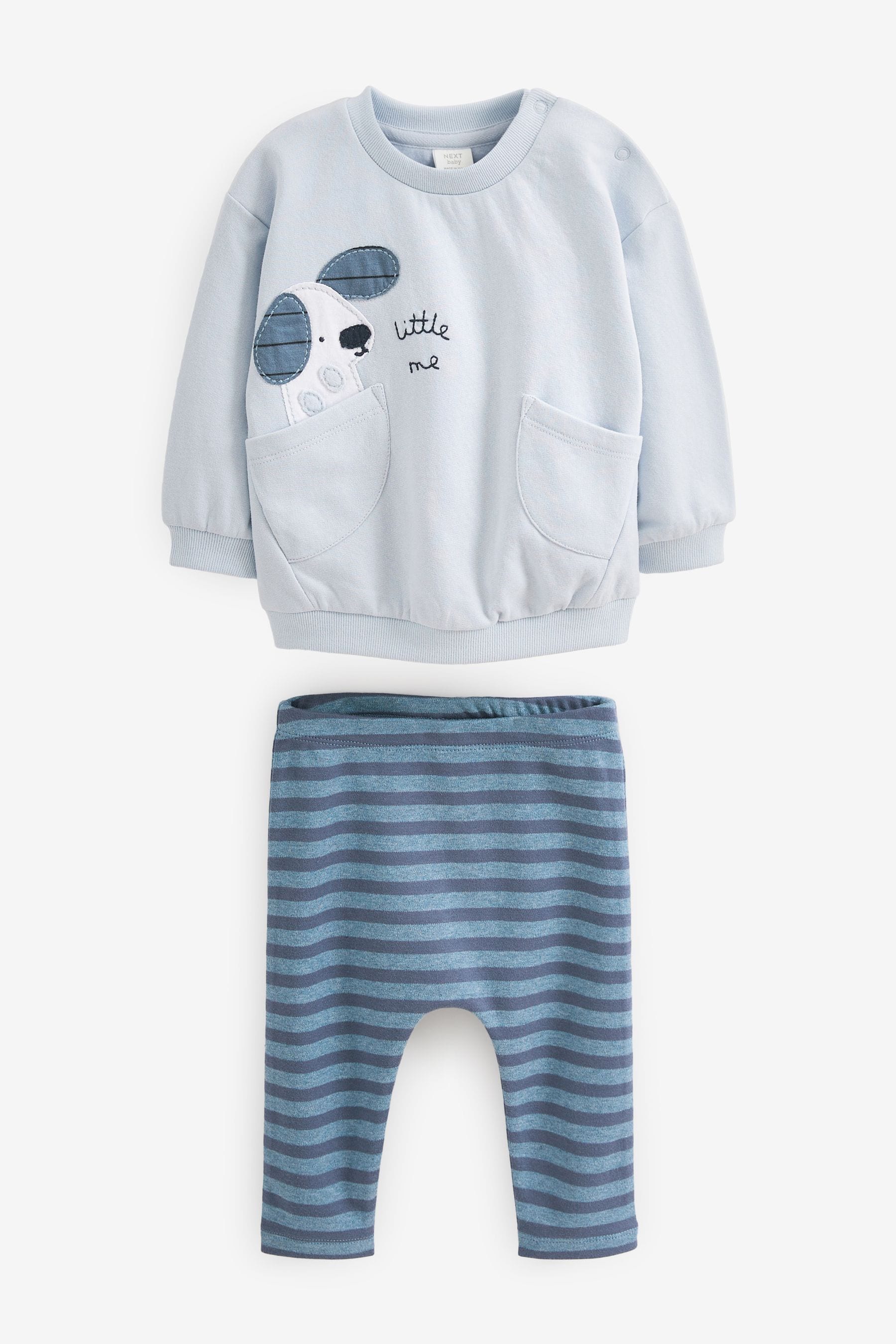 Pale Blue Dog Cosy Baby Sweatshirt And Leggings 2 Piece Set