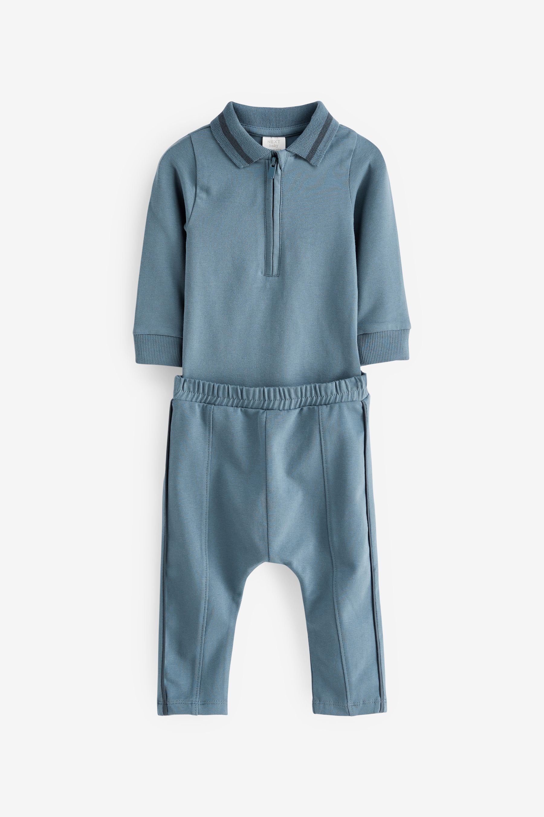 Blue Baby Polo Bodysuit And Leggings 2 Piece Set