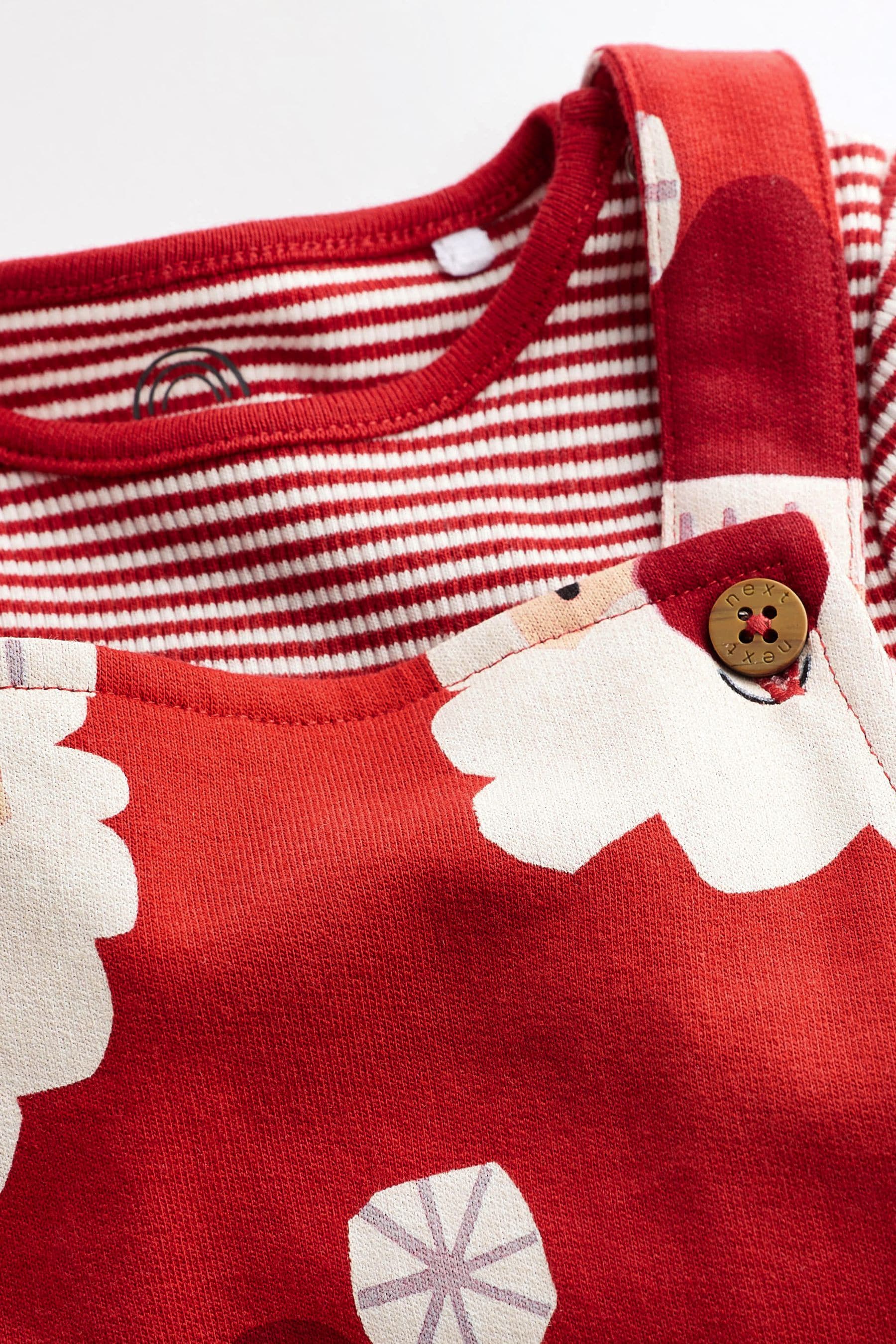 Red Santa Jersey Baby Dungarees And Bodysuit (0mths-2yrs)