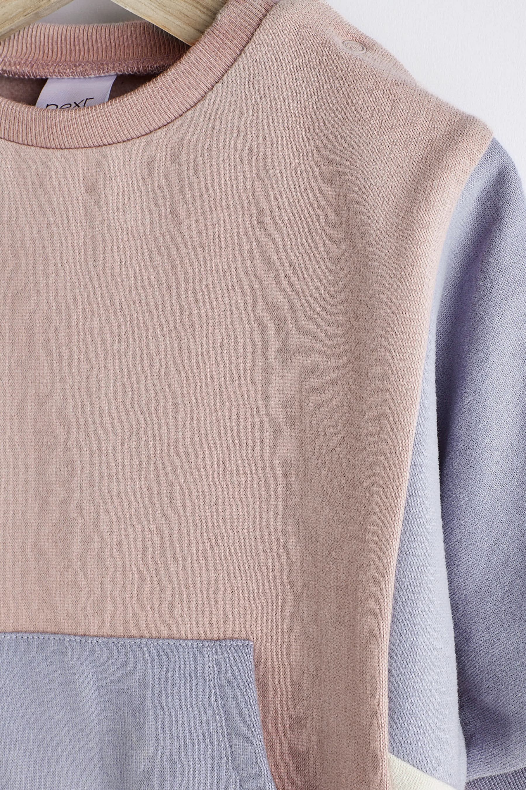 Blue Colourblock Cosy Sweat Jersey Baby Romper