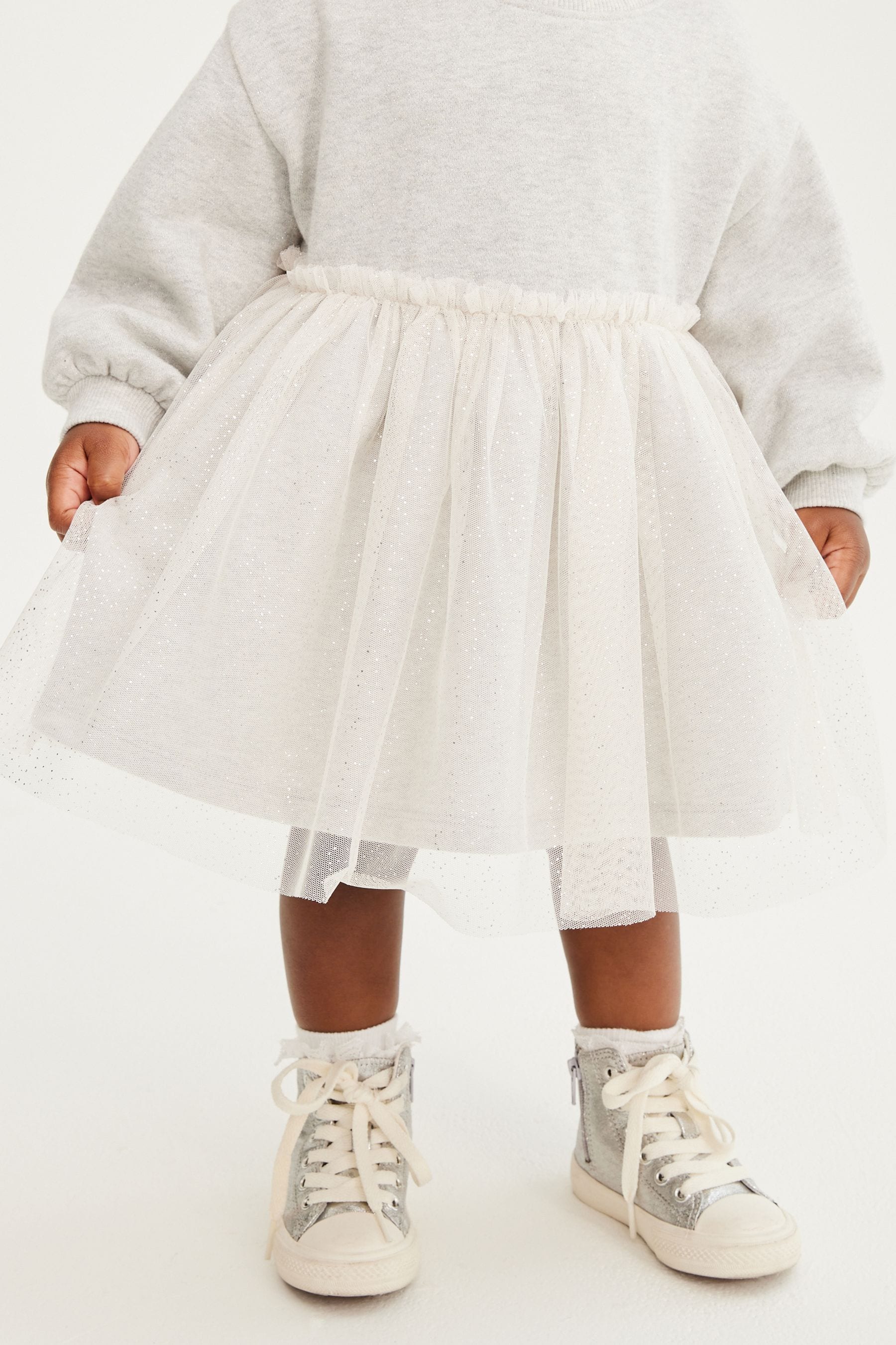 Grey Glitter Sweat Party Dress (3mths-7yrs)