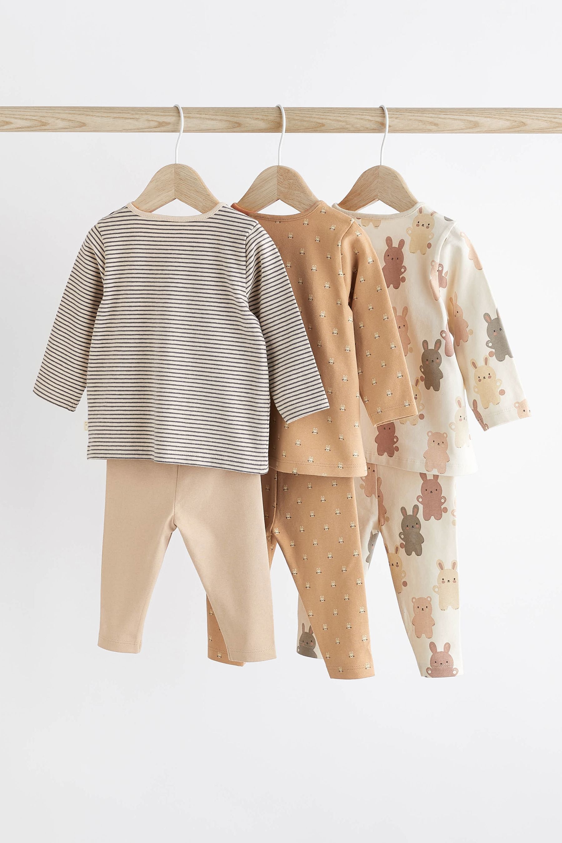 Rust Brown Bunny 6 Piece Baby T-Shirts and Leggings Set