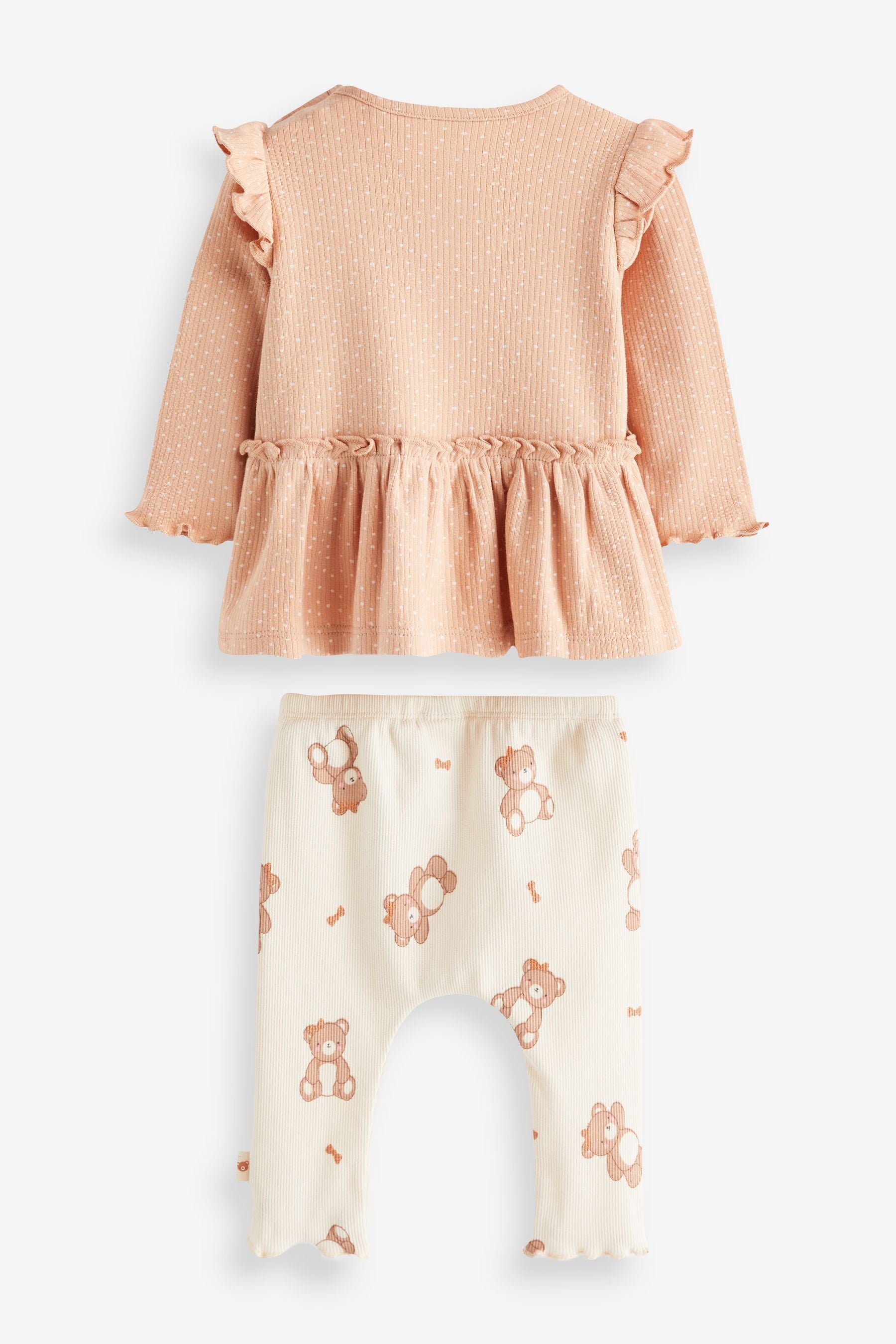 Rust Brown Bear Baby Top And Leggings Set