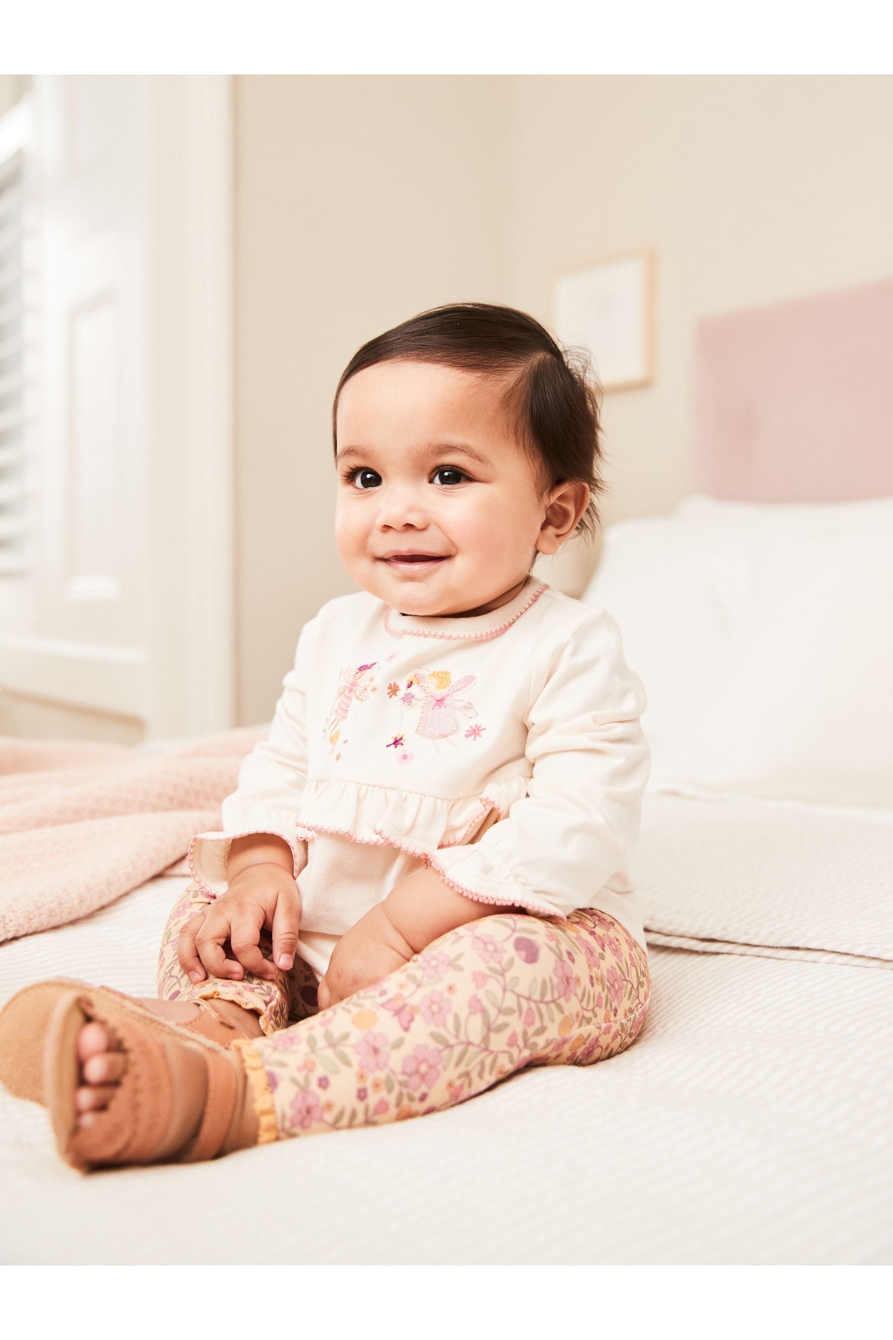 Ochre/Cream Baby Top And Leggings Set