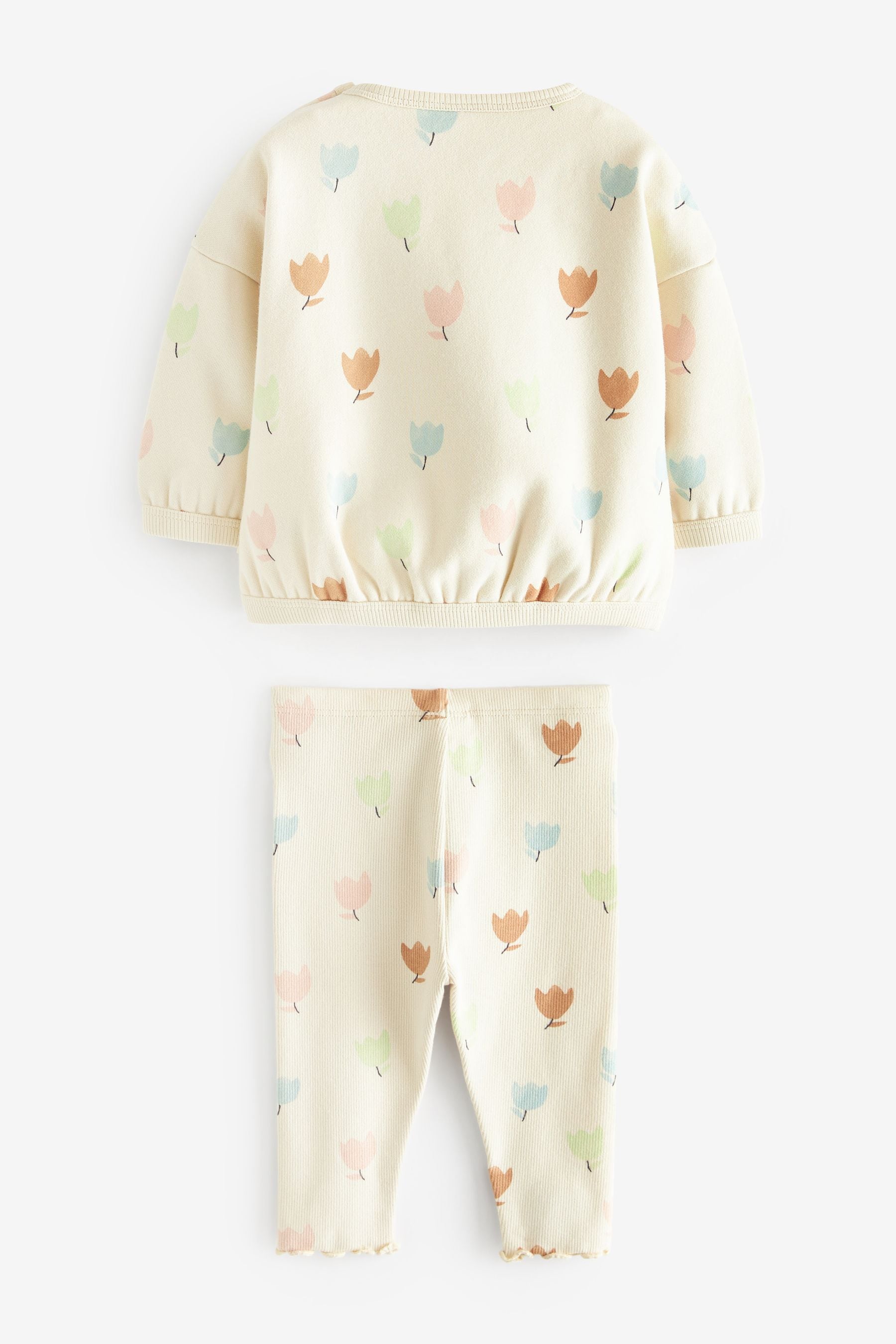 Cream Floral Baby Cosy Sweater And Leggings 2 Piece Set