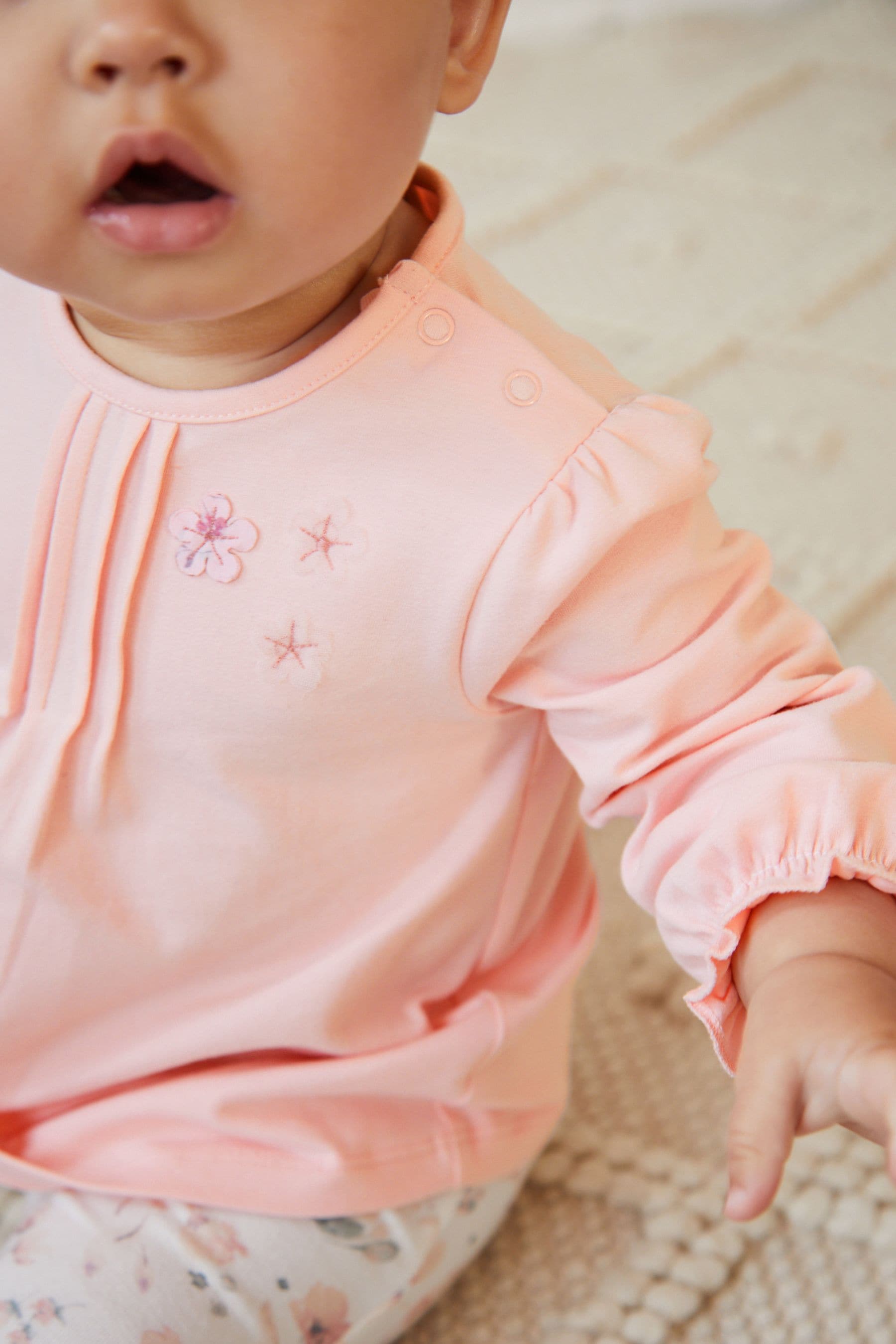 Pink Floral Baby Top And Leggings Set