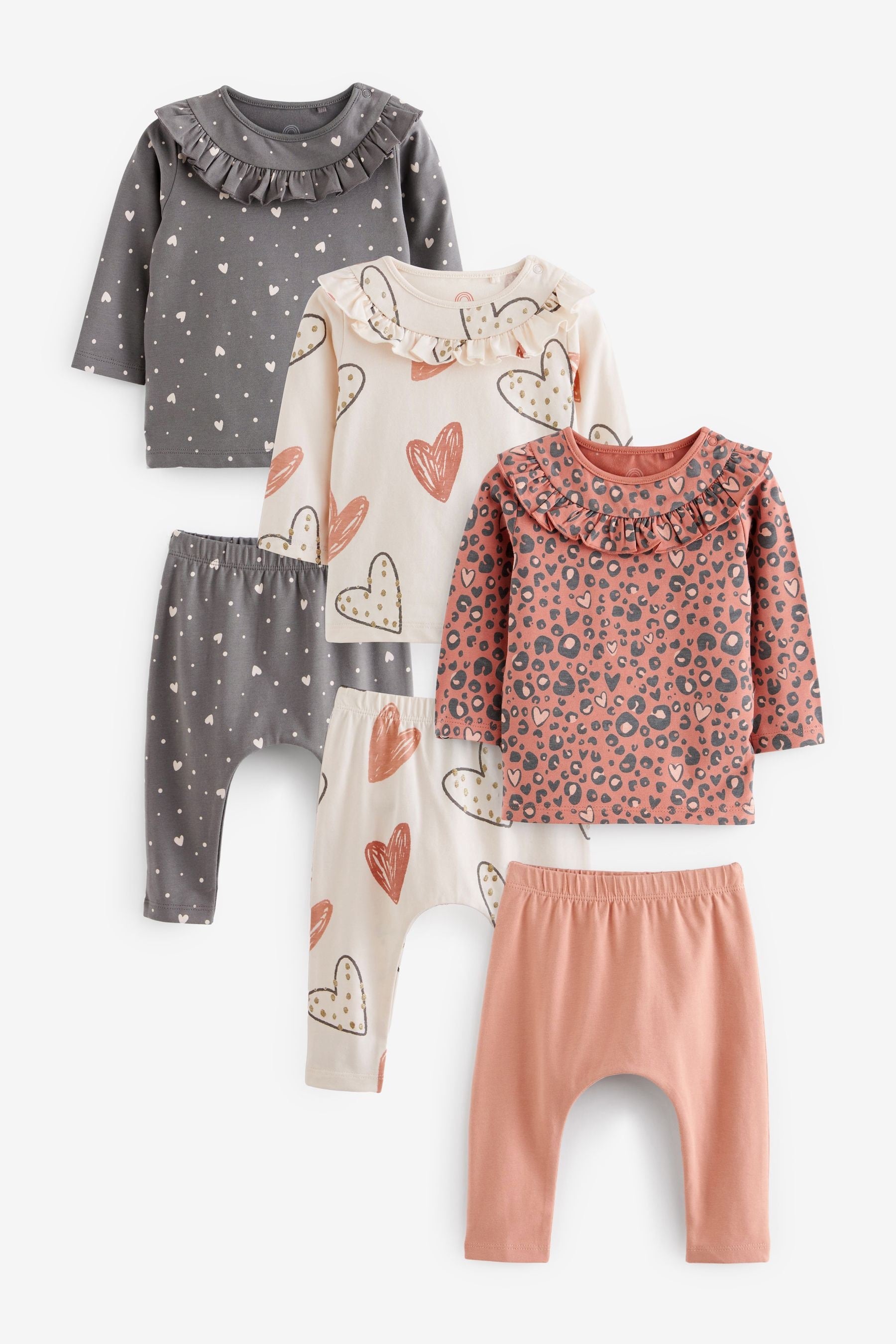 Rust Brown 6 Piece Baby T-Shirts and Leggings Set