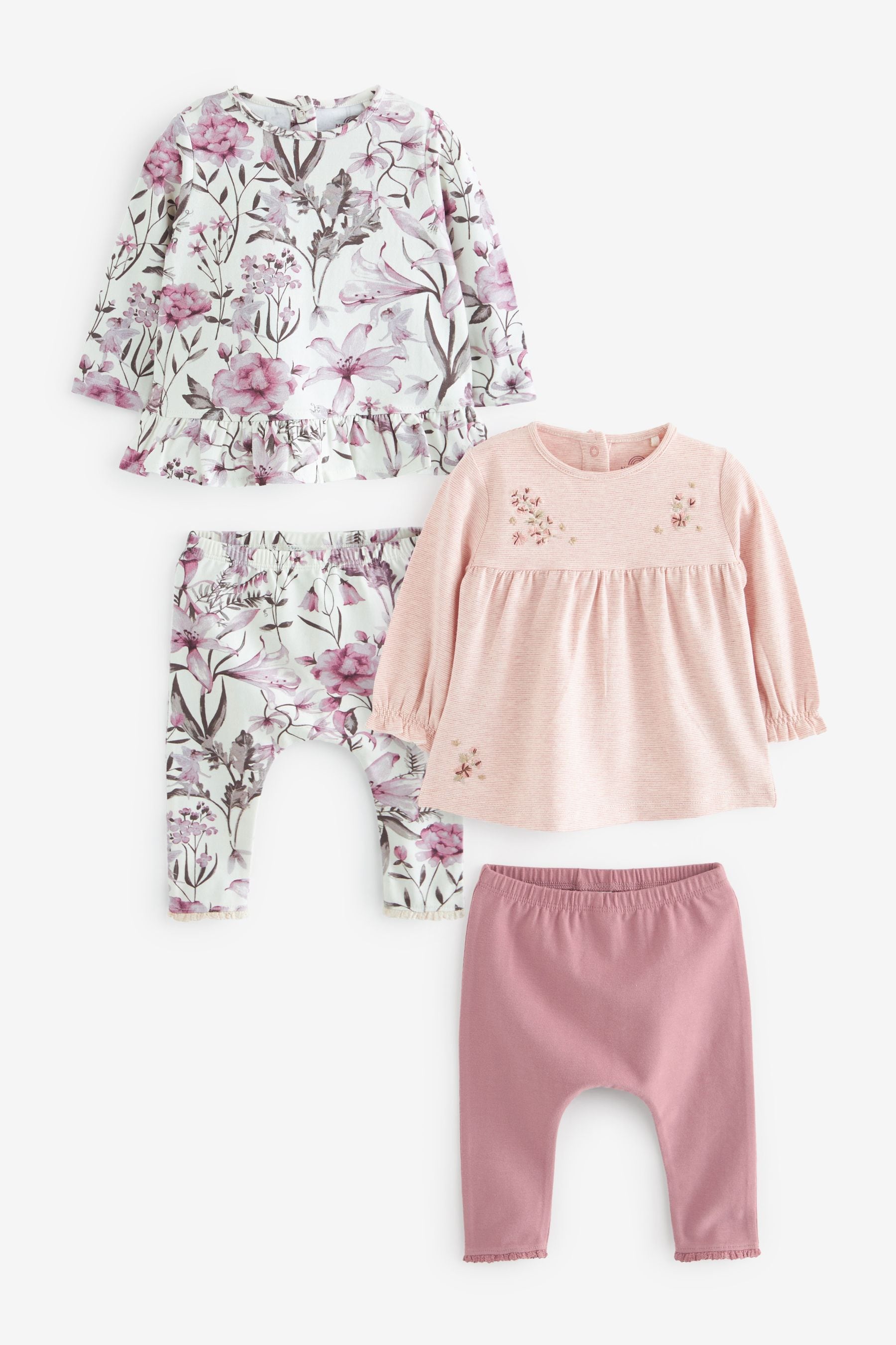 Lilac/Ecru 4 Pack Top & Leggings Set