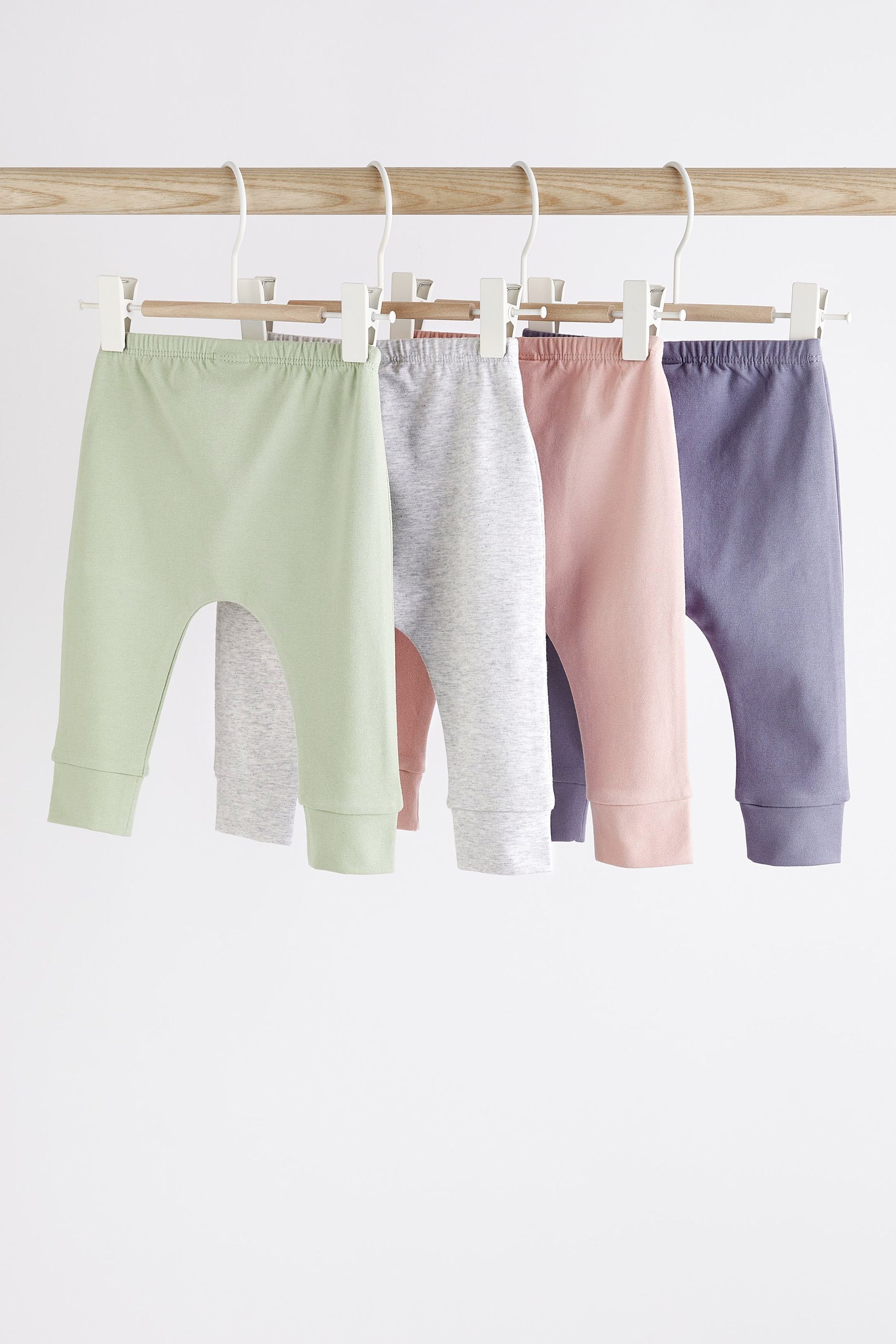 Mint Green/Lilac Purple Baby Leggings 4 Pack (0mths-2yrs)