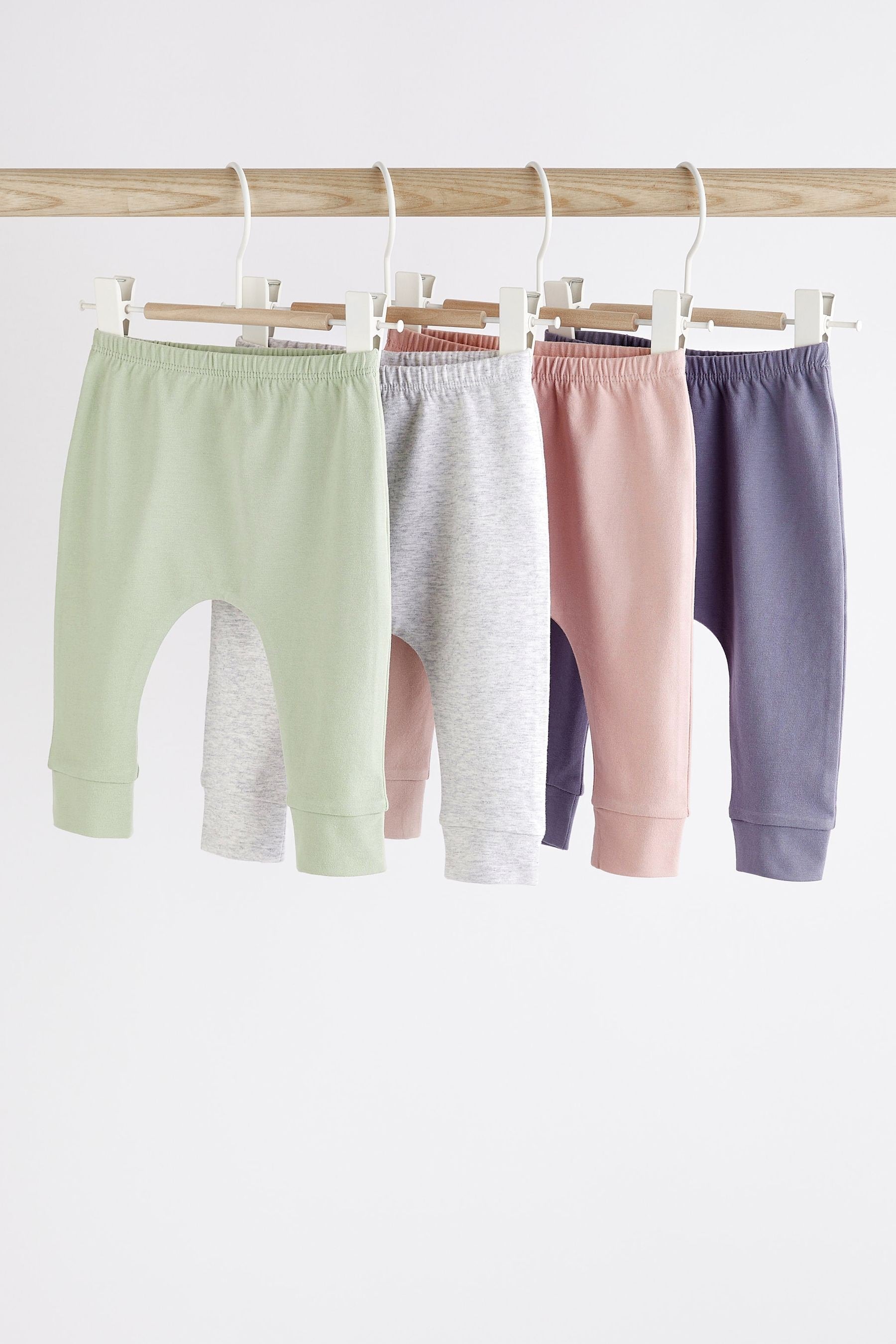 Mint Green/Lilac Purple Baby Leggings 4 Pack (0mths-2yrs)