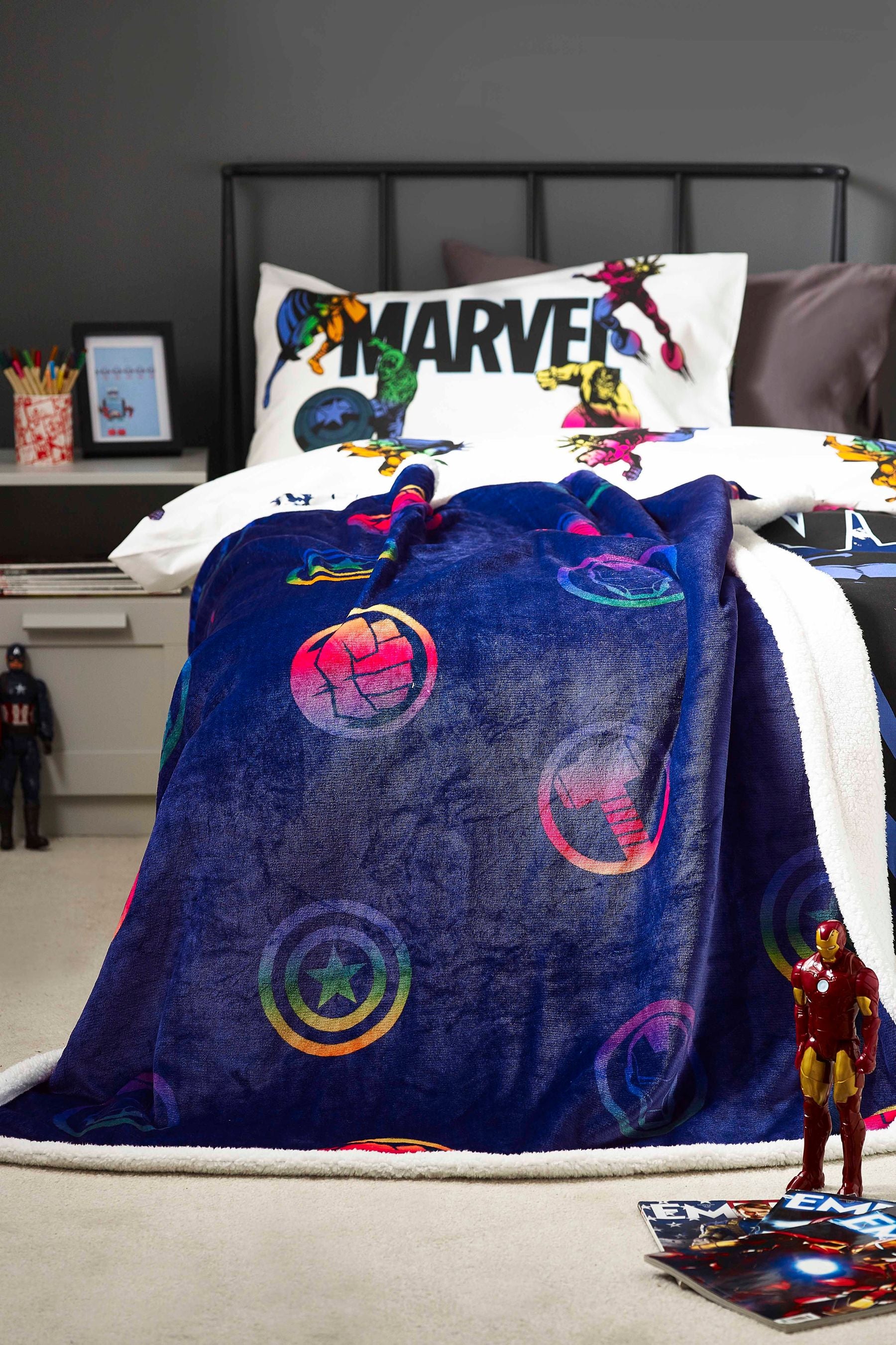 Blue Marvel Teddy Disney Fleece Throw