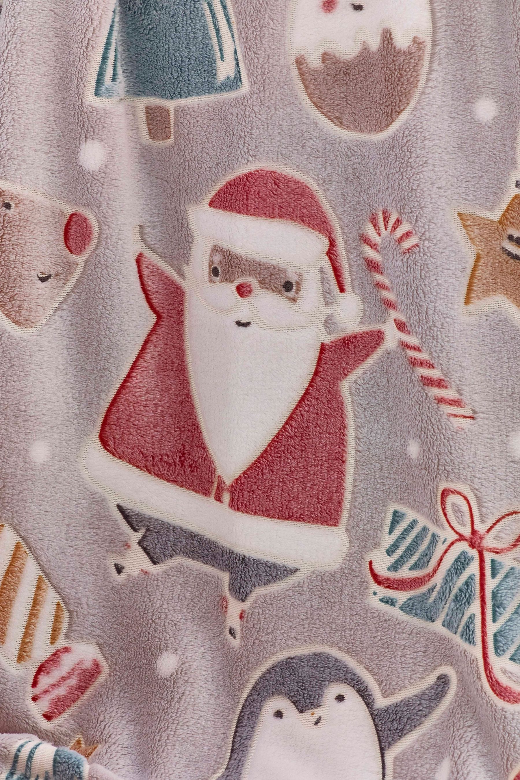 Multi Teddy Glow in the Dark Christmas Fleece Throw