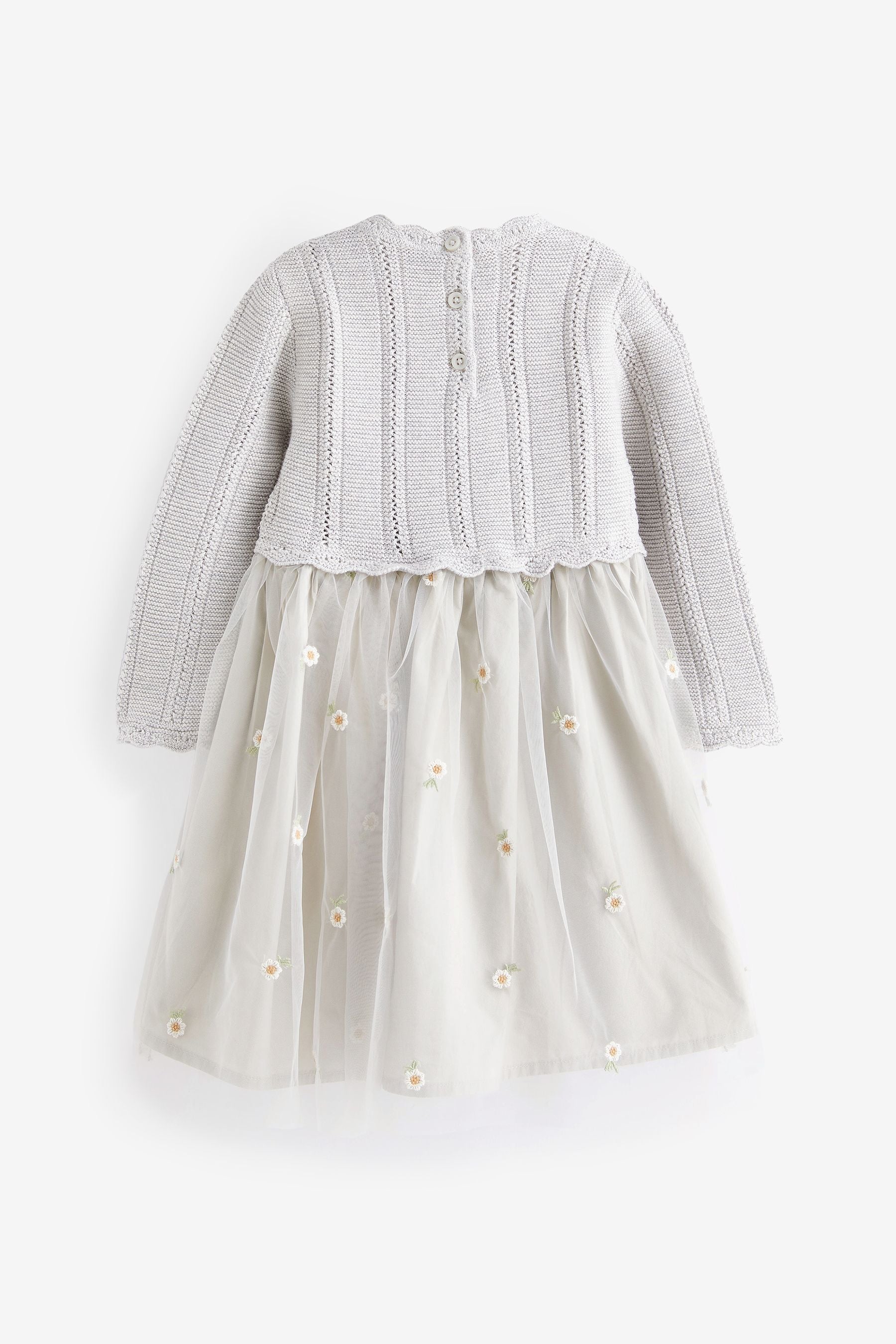 Silver 2-in-1 Jumper & Embroidered Tulle Skirt Dress (3mths-7yrs)