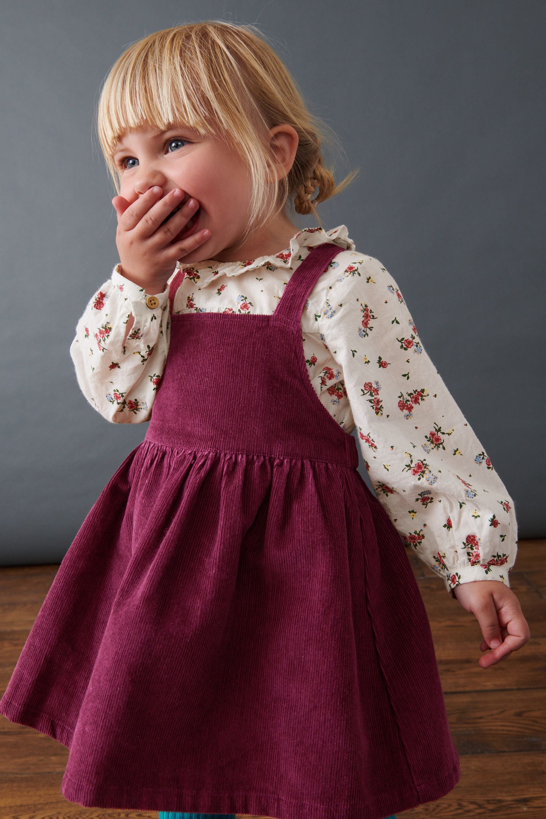 Berry Red Blouse, Pinafore And Tights Set (3mths-8yrs)