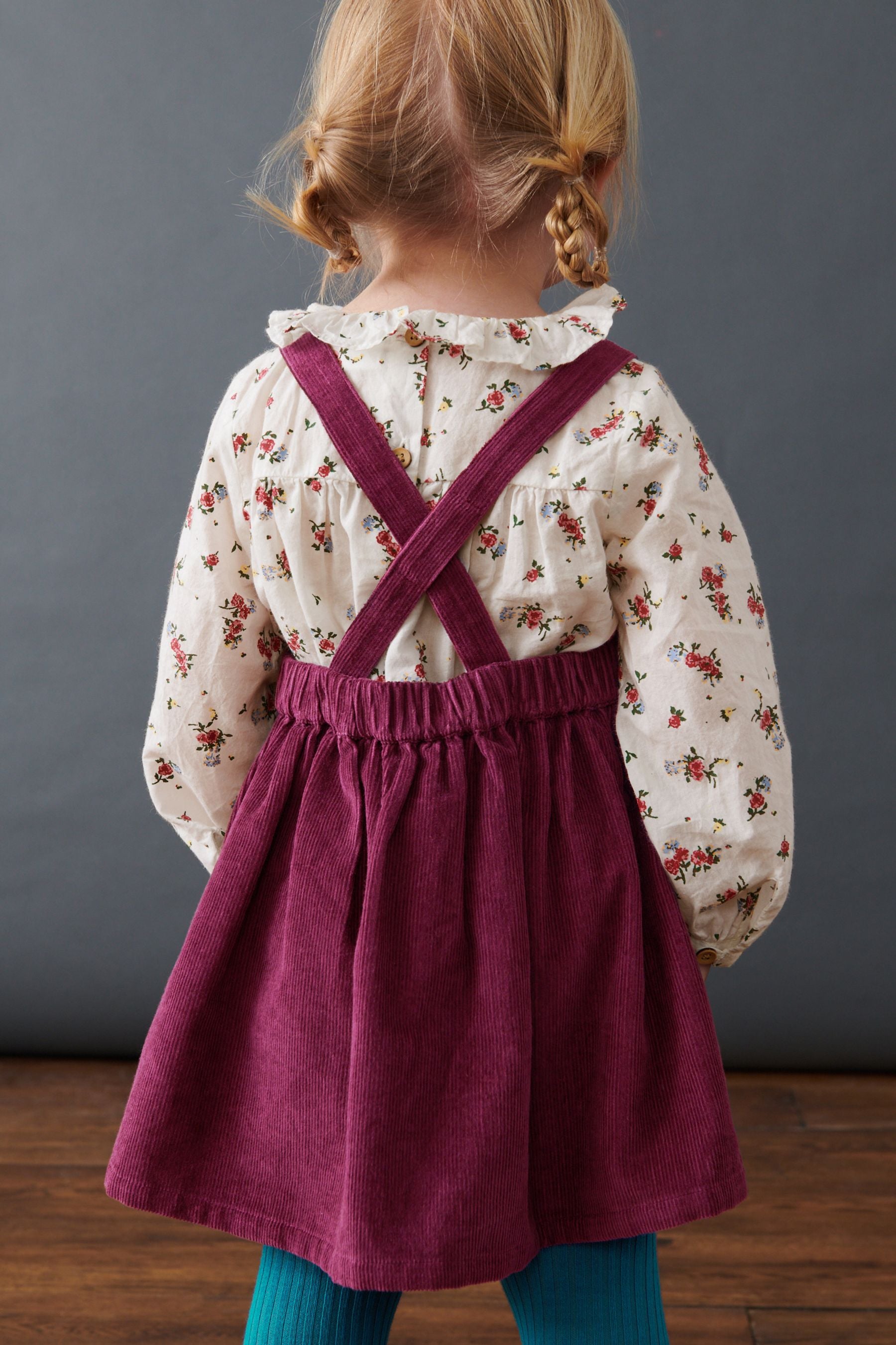 Berry Red Blouse, Pinafore And Tights Set (3mths-8yrs)