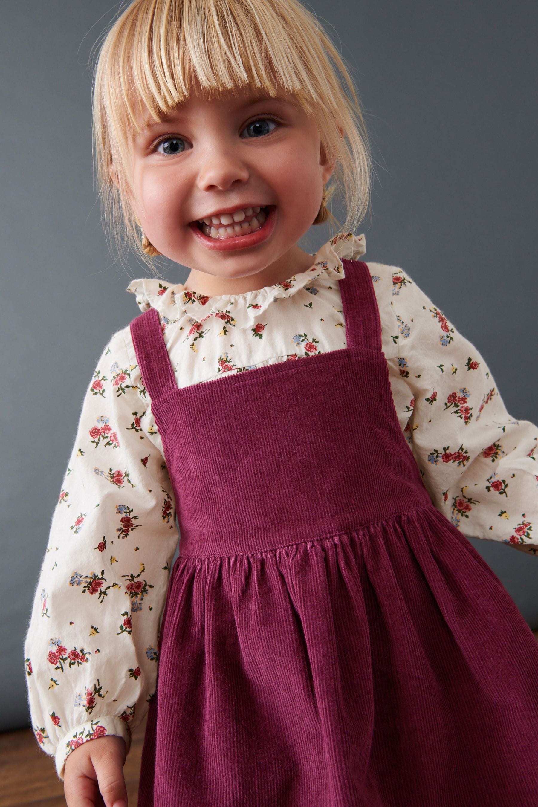 Berry Red Blouse, Pinafore And Tights Set (3mths-8yrs)