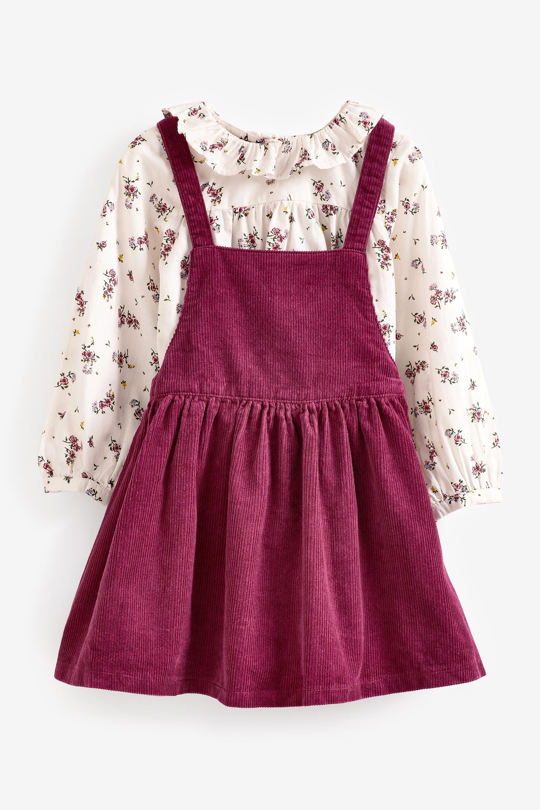 Berry Red Blouse, Pinafore And Tights Set (3mths-8yrs)