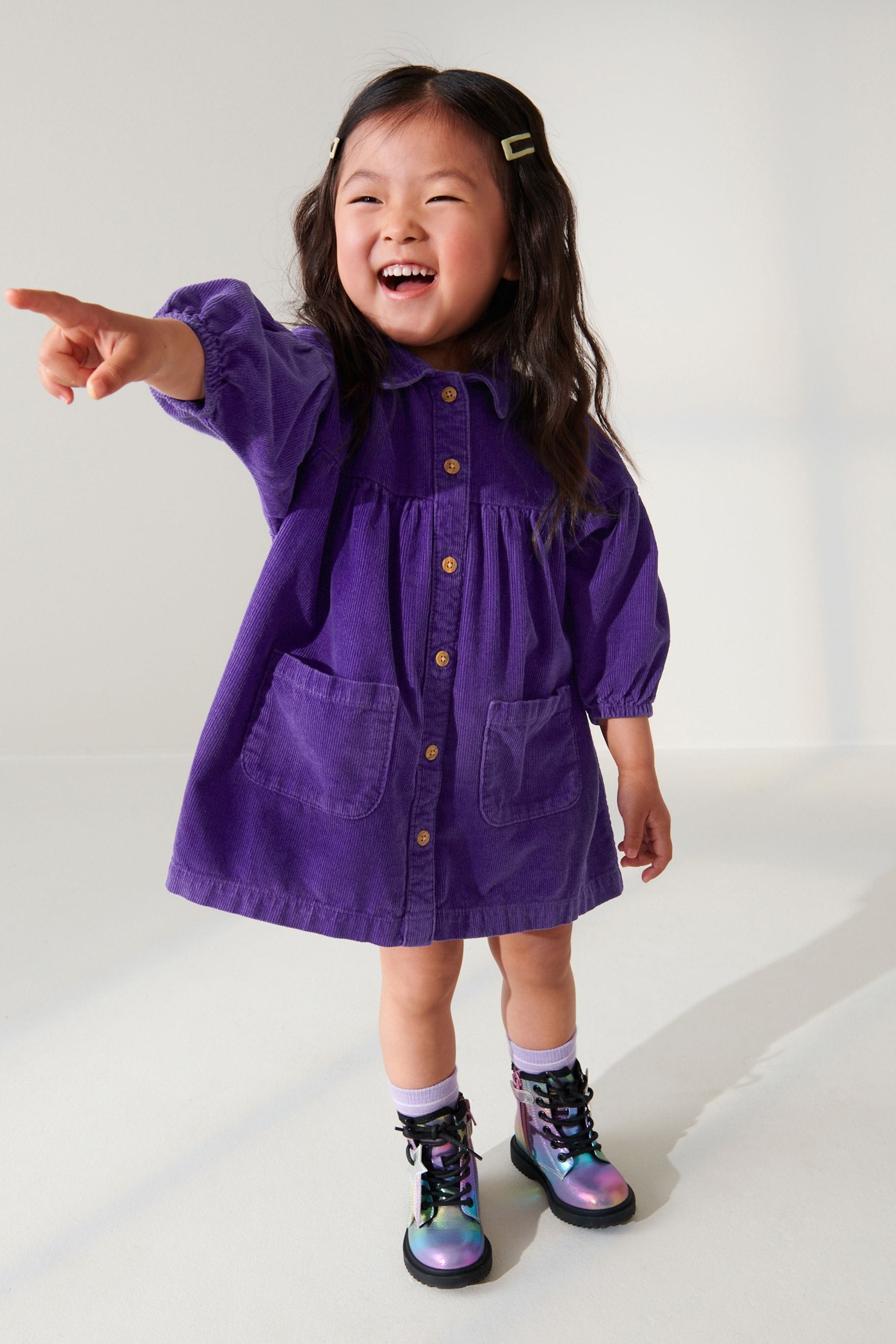 Purple Corduroy Cotton Shirt Dress (3mths-8yrs)