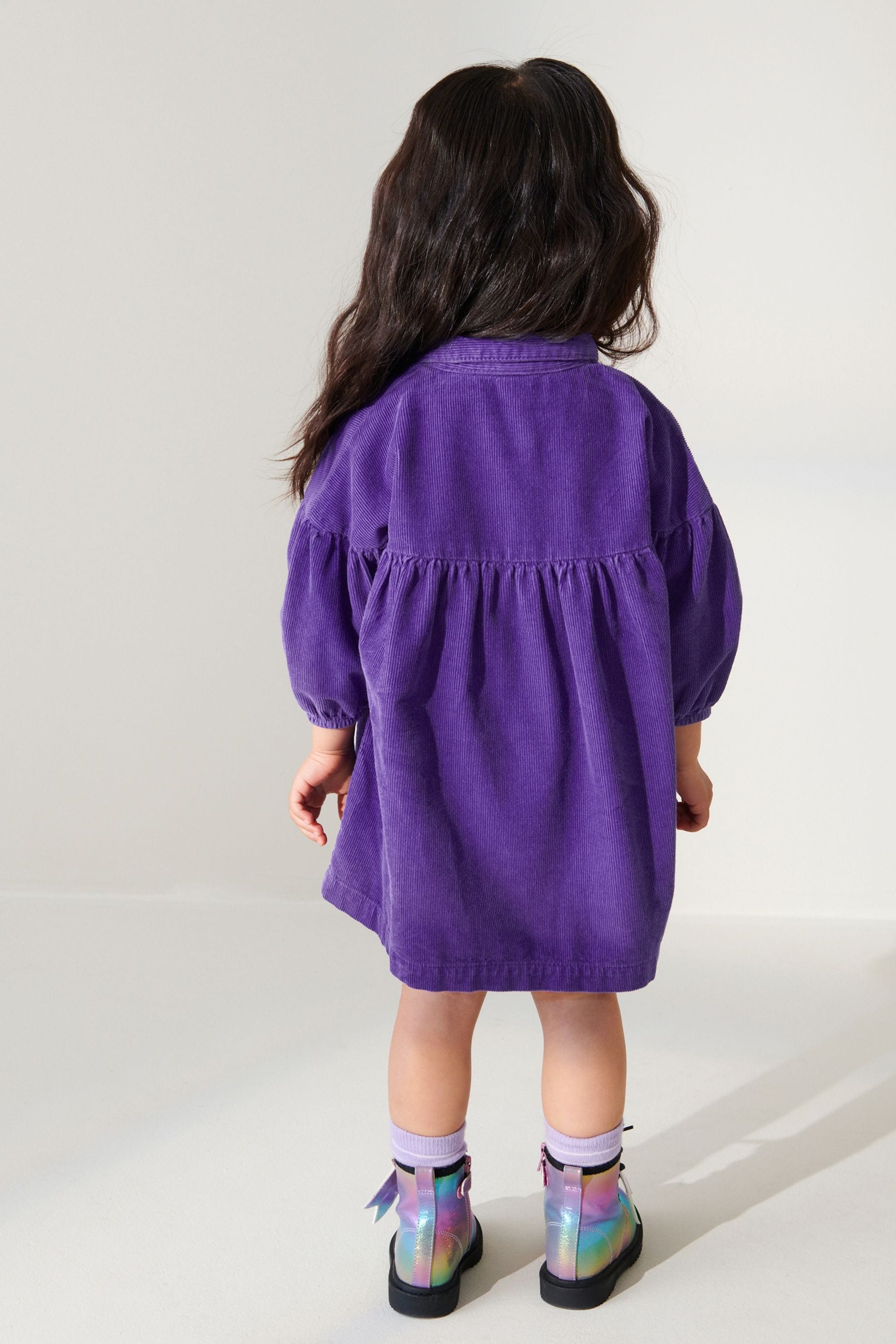 Purple Corduroy Cotton Shirt Dress (3mths-8yrs)