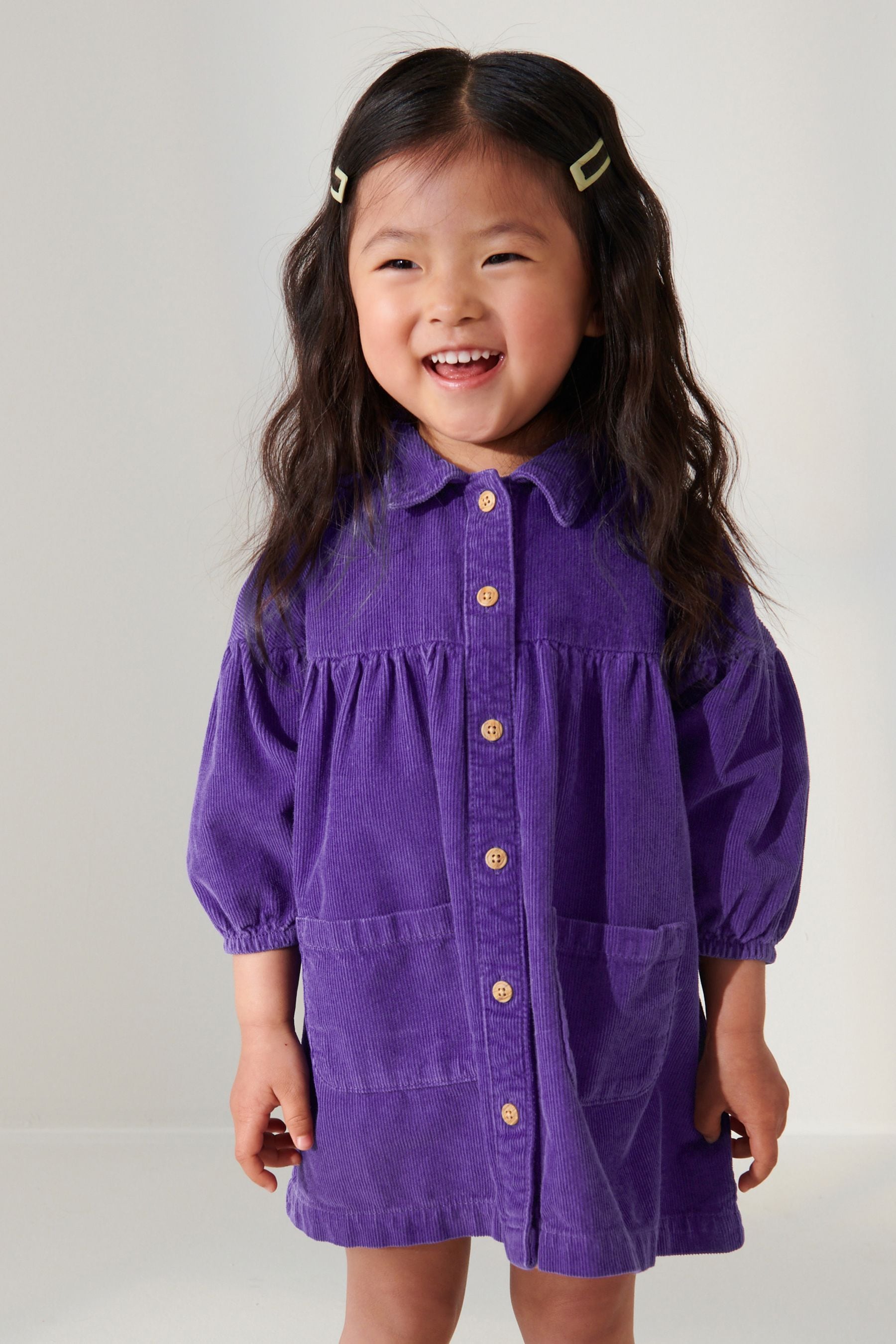 Purple Corduroy Cotton Shirt Dress (3mths-8yrs)