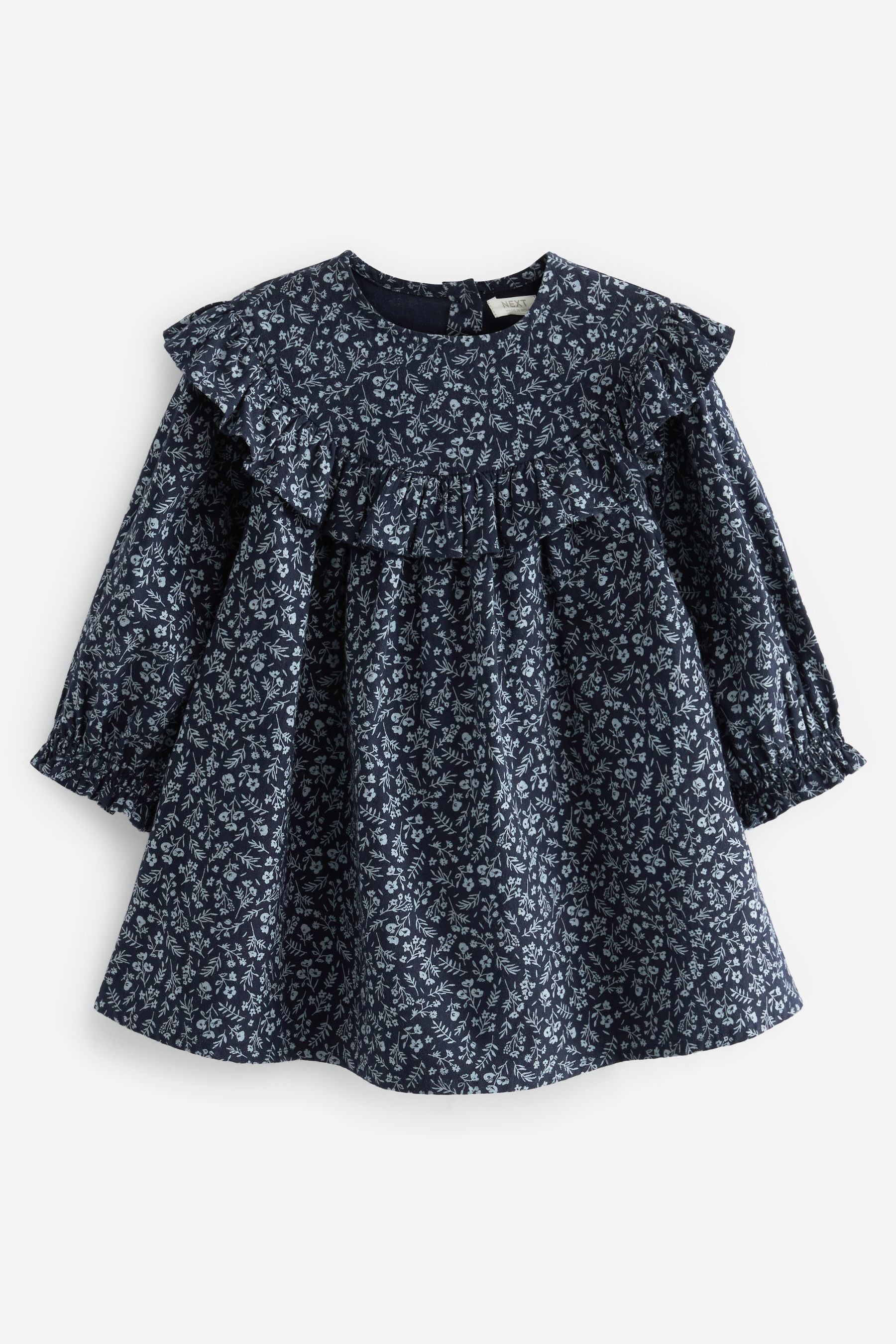 Navy Blue Ditsy Ruffle Dress And Tights Set (3mths-8yrs)