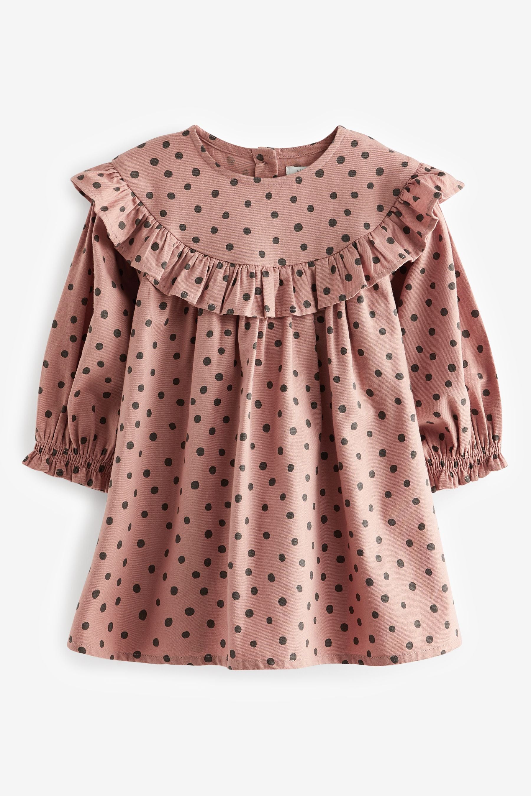 Pink Spot Ruffle Dress And Tights Set (3mths-8yrs)