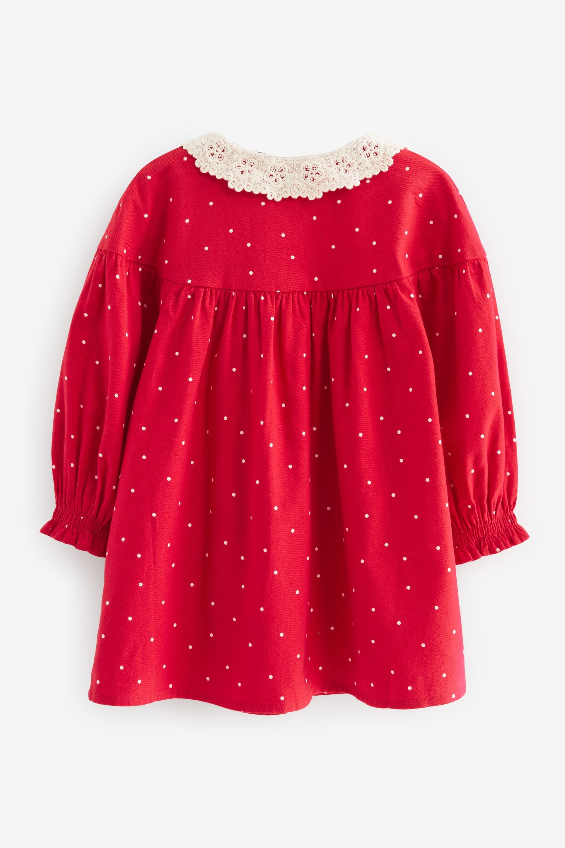 Red Spot Appliquééé Dog Lace Collar Dress (3mths-8yrs)