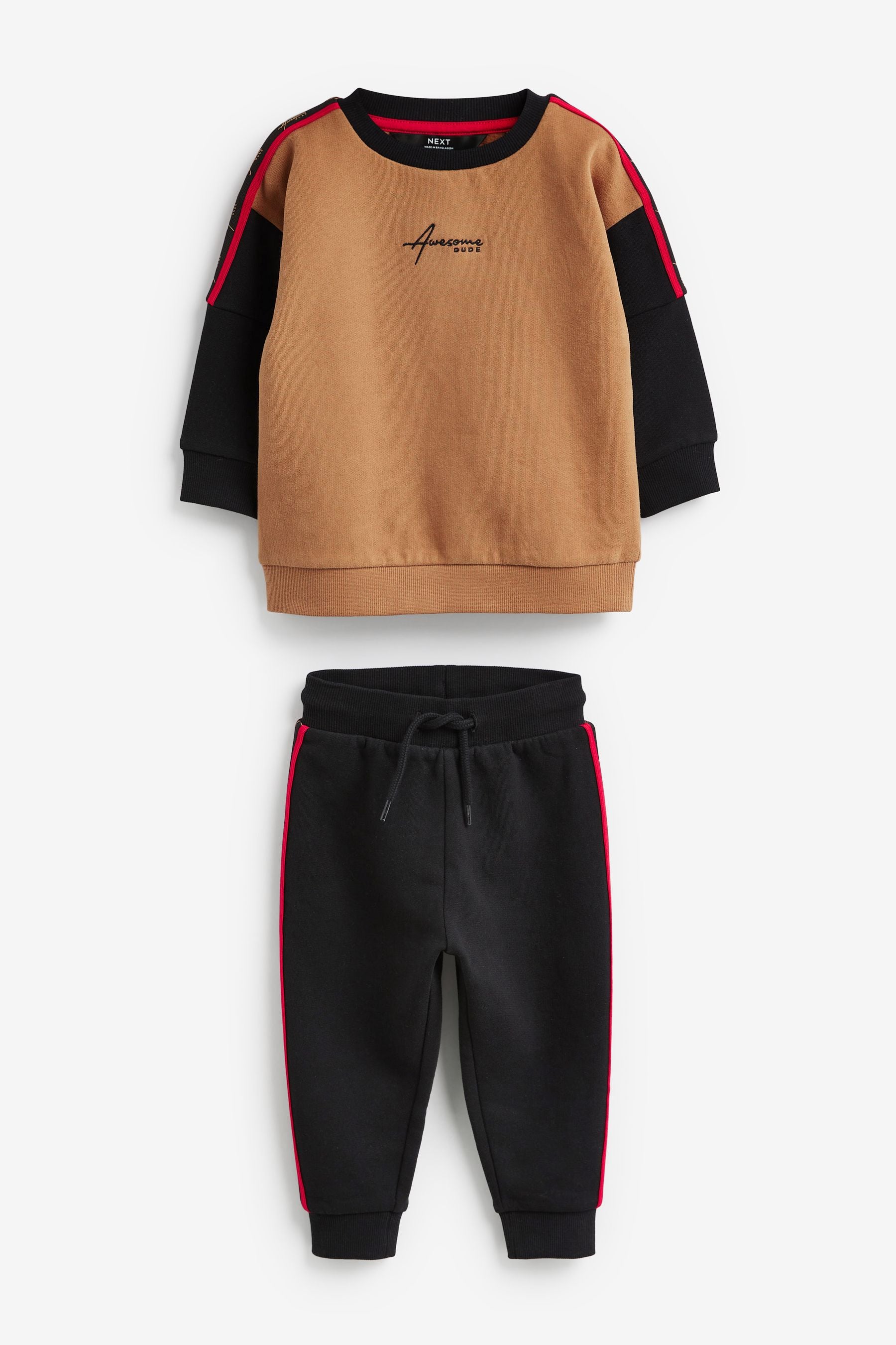 Black/Tan Brown Taped Colourblock Tracksuit (3mths-7yrs)