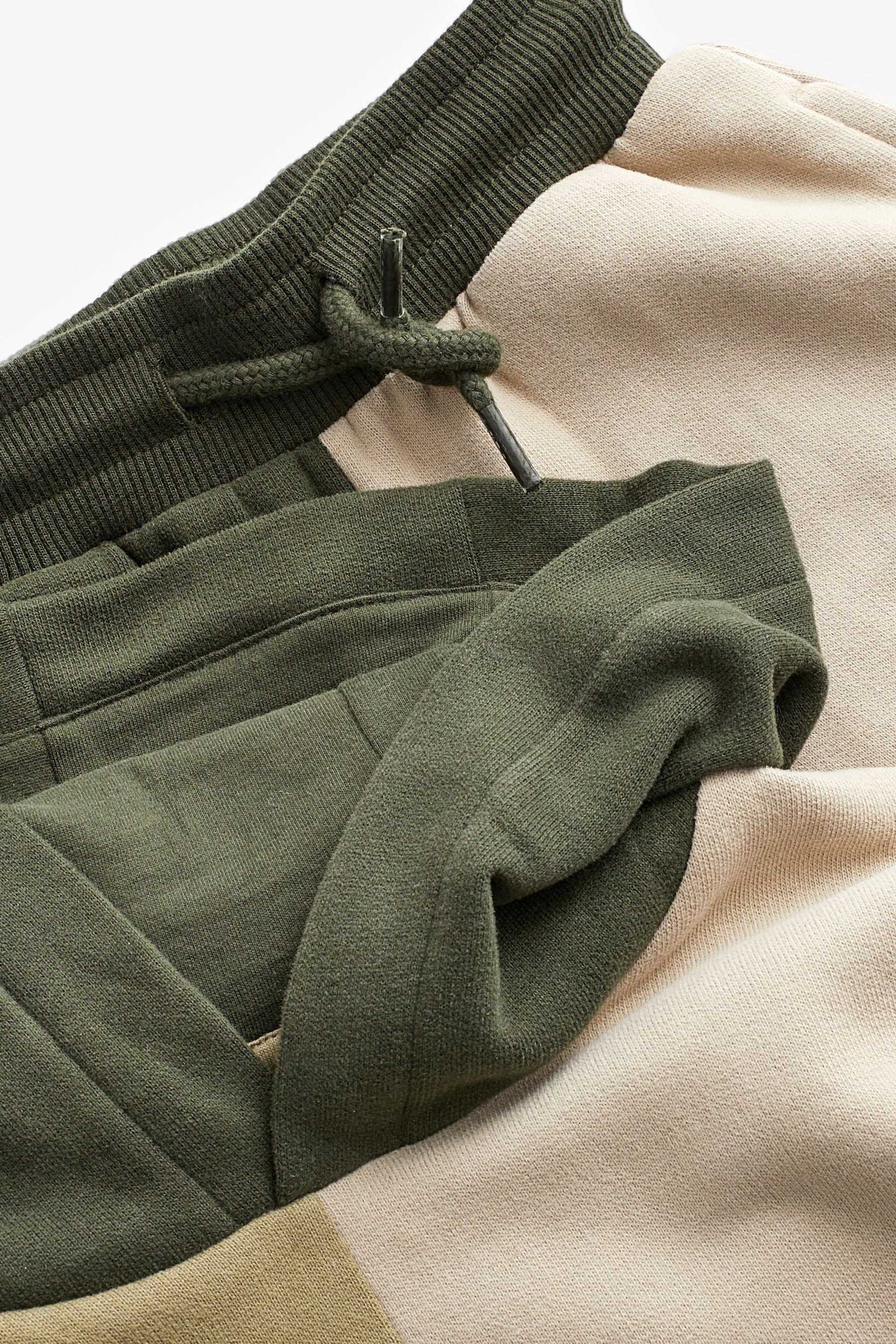 Khaki Green & Mineral Colourblock Hoodie and Jogger Set (3mths-7yrs)