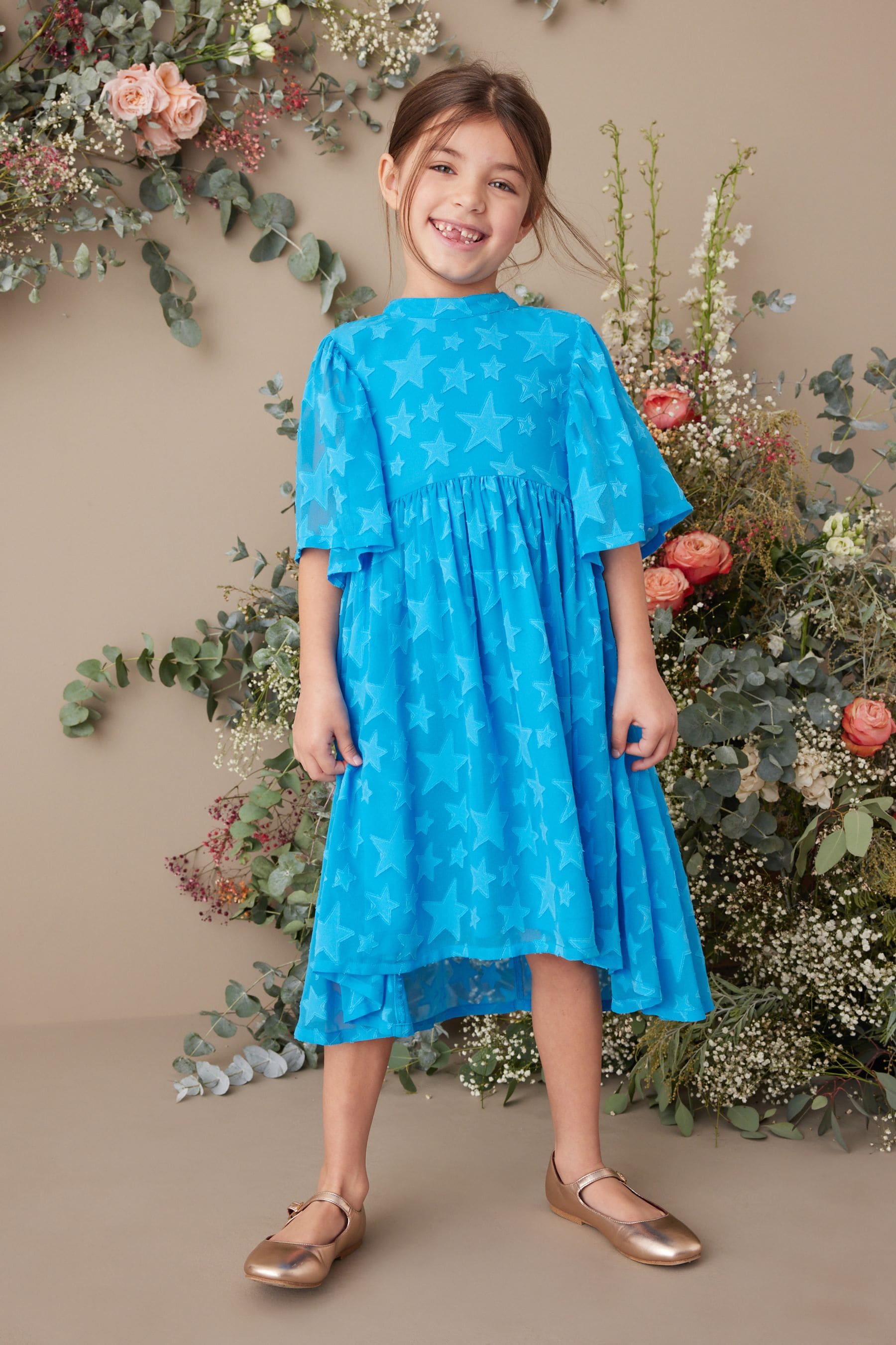 Blue Star Jacquard Party Dress (3-16yrs)