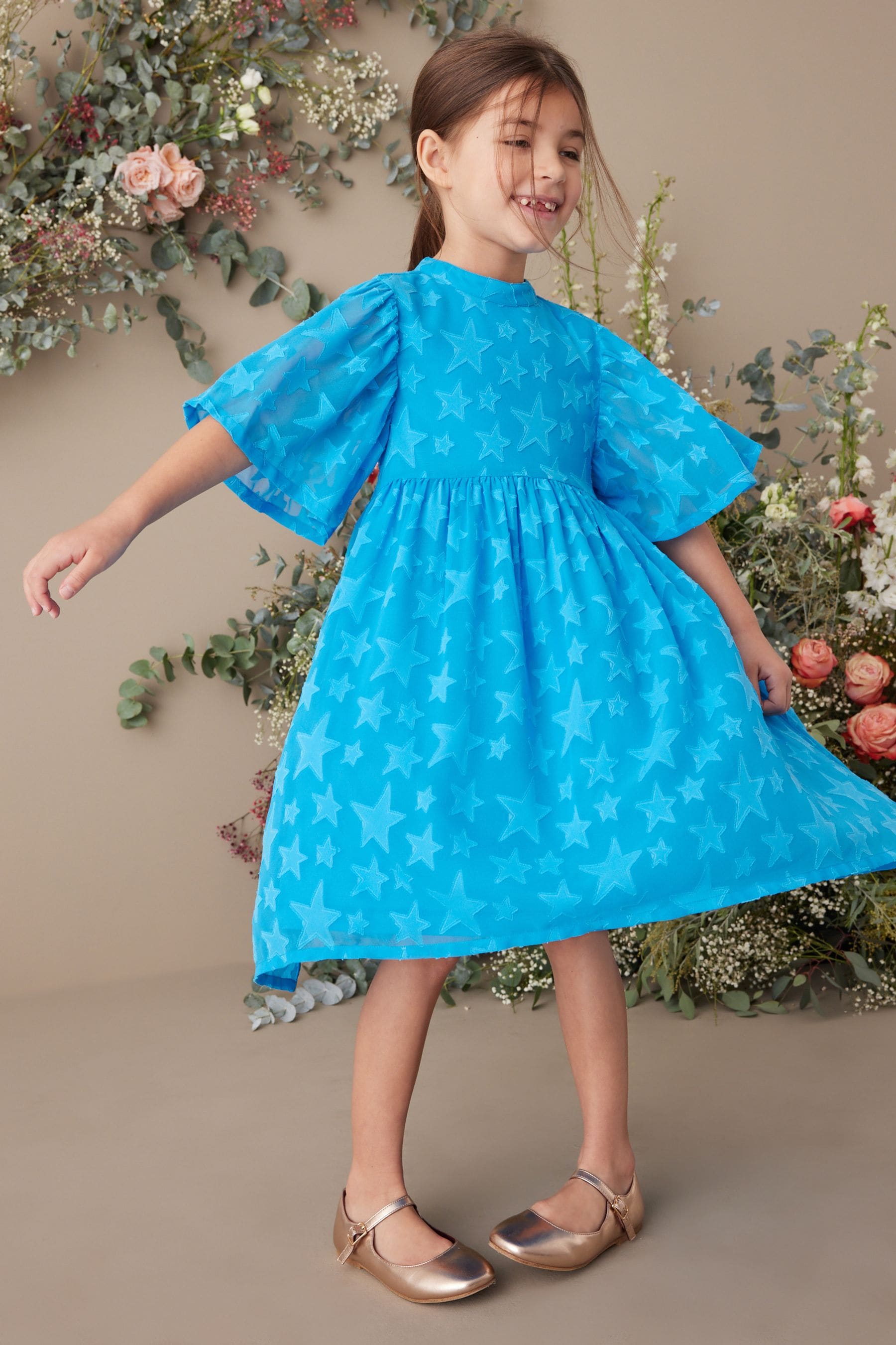 Blue Star Jacquard Party Dress (3-16yrs)