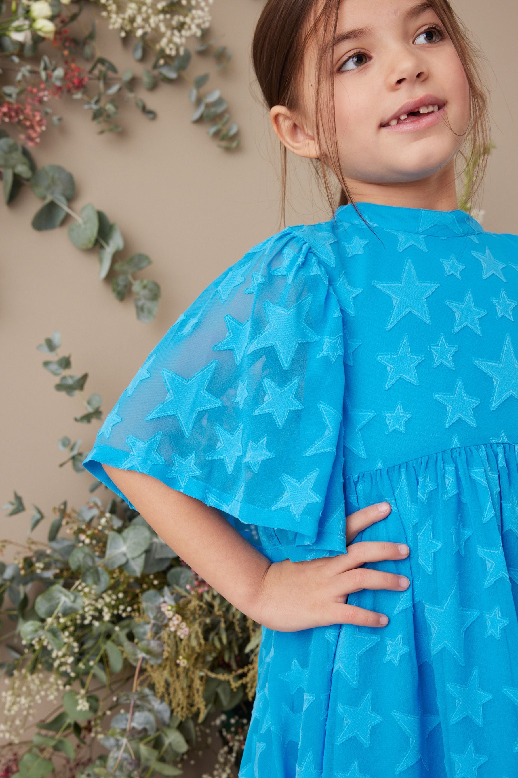 Blue Star Jacquard Party Dress (3-16yrs)