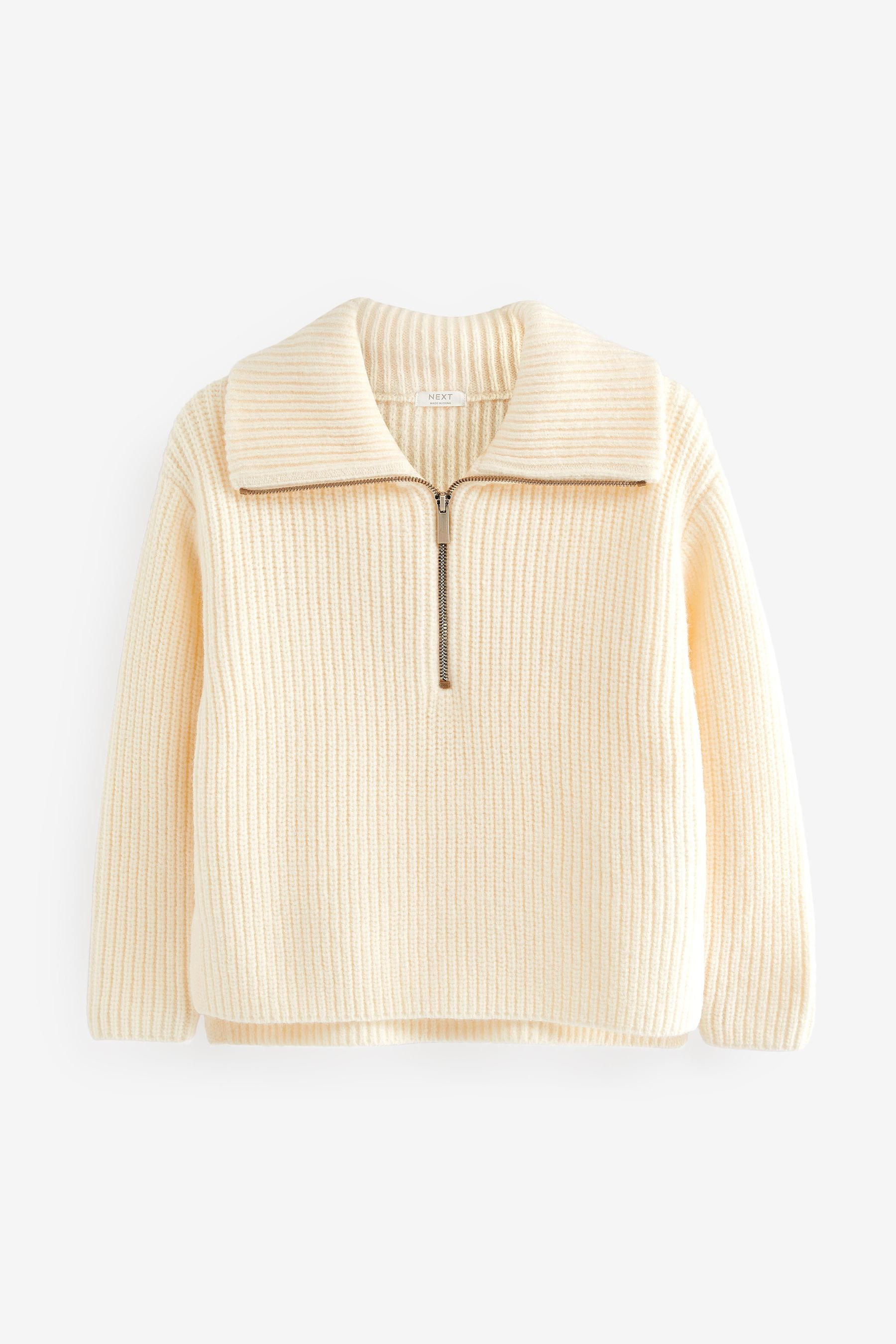 Ecru White Half Zip Boxy Jumper (3-16yrs)