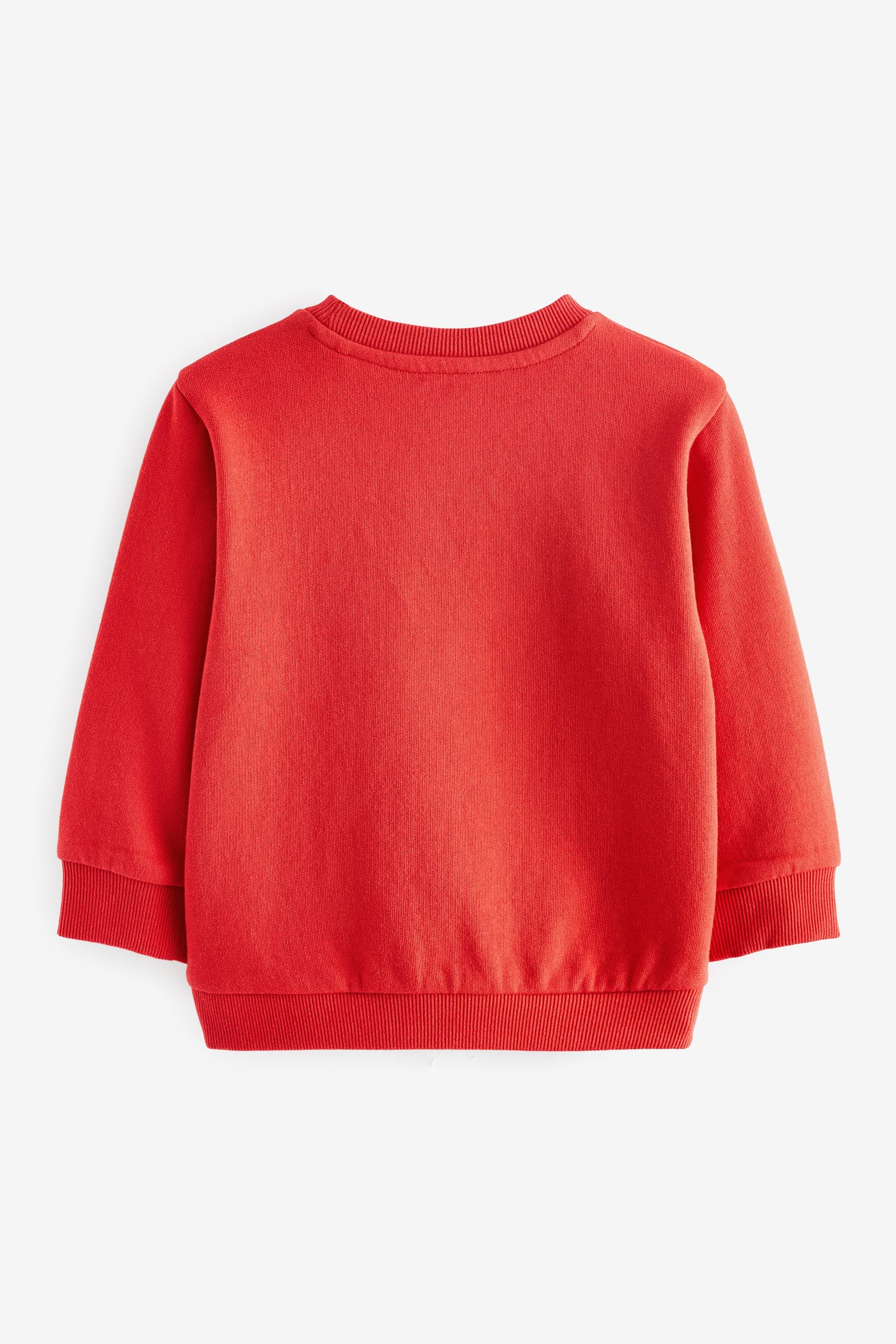 Red Reindeer Christmas Appliquééé Crew Neck Sweatshirt (3mths-7yrs)