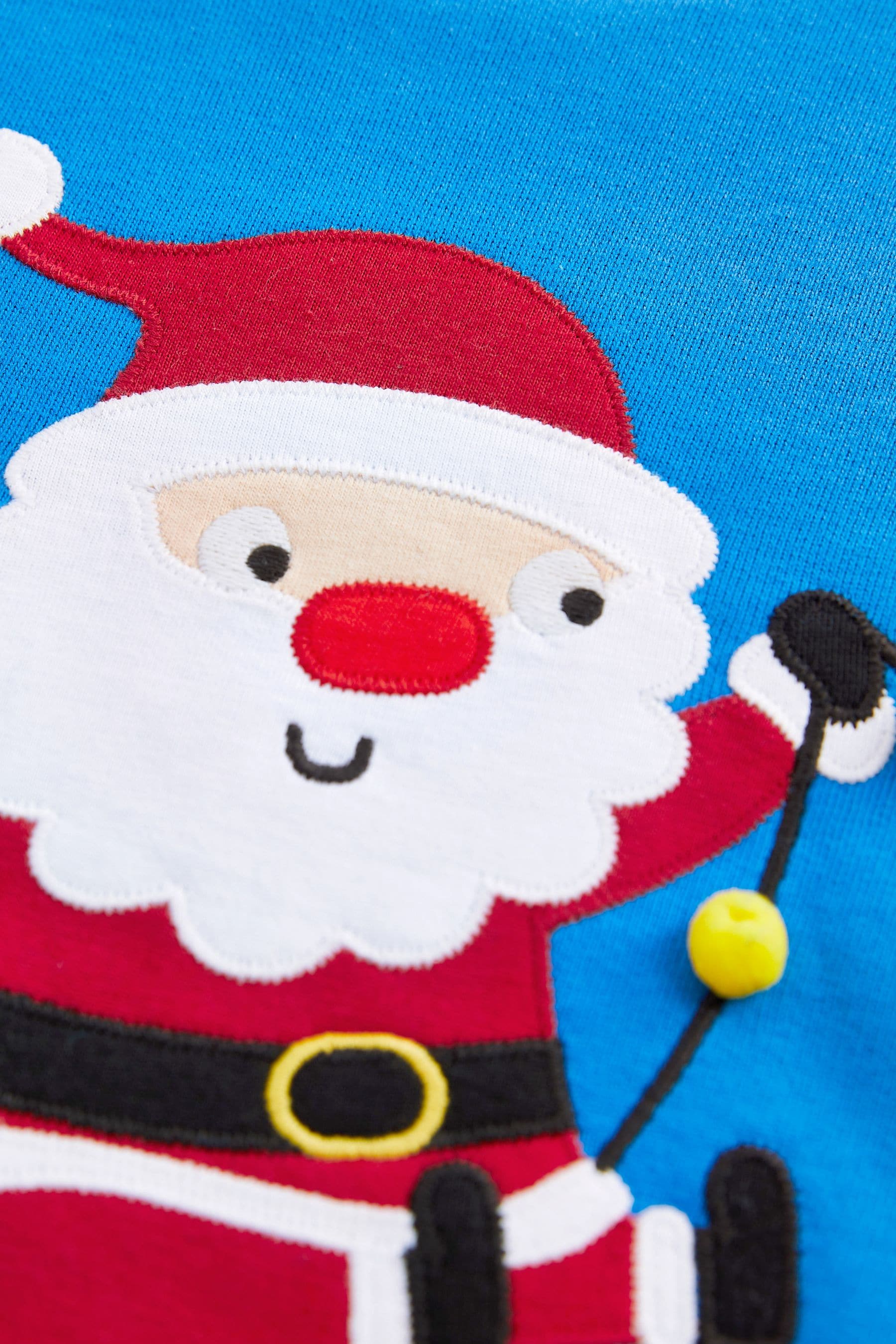 Blue Santa Christmas Appliquééé Crew Neck Sweatshirt (3mths-7yrs)