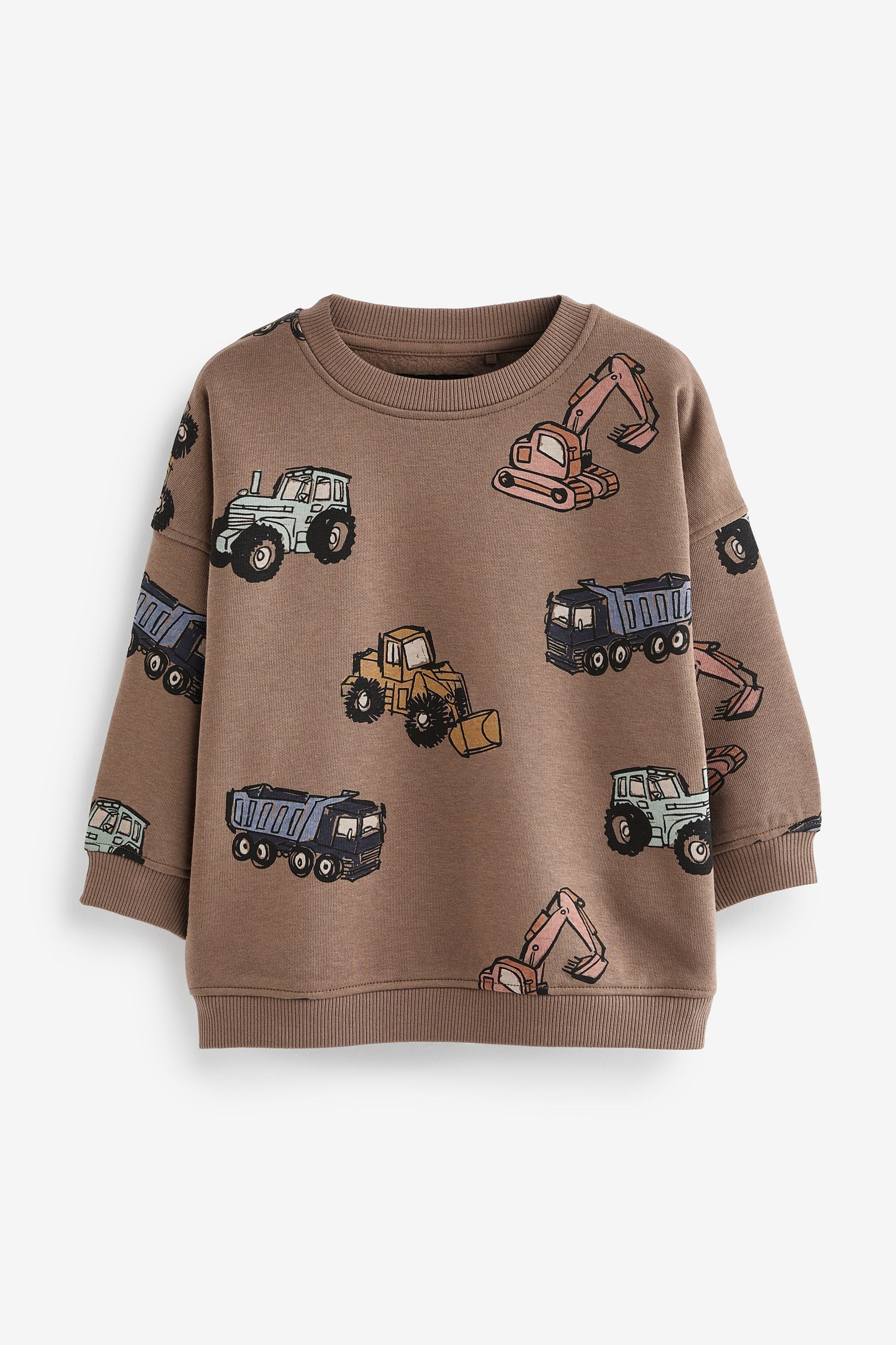 Brown Digger Oversized All-Over Printed Character Sweatshirt (3mths-7yrs)