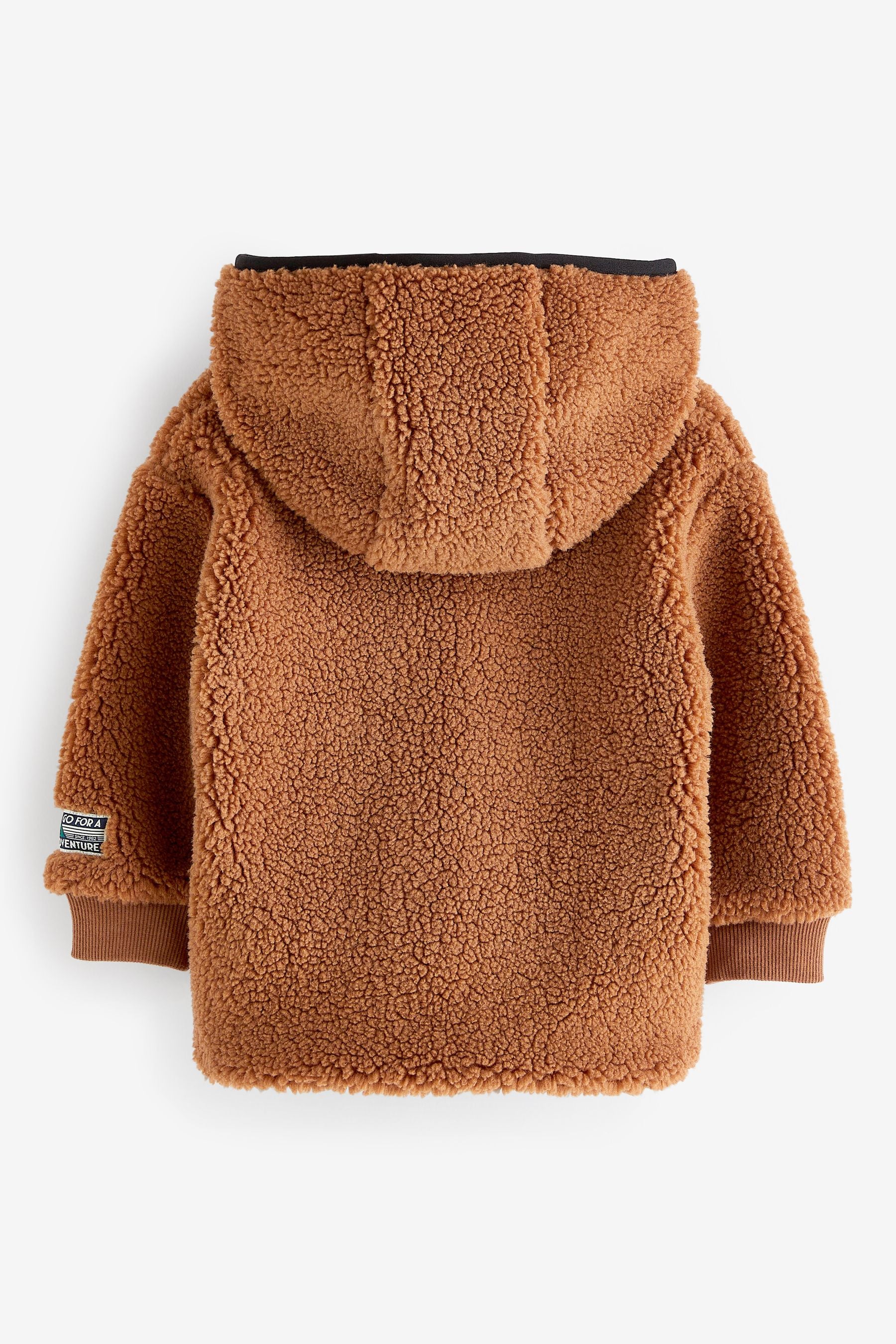 Brown Teddy Borg Fleece Zip Through Hooded Jacket (3mths-7yrs)