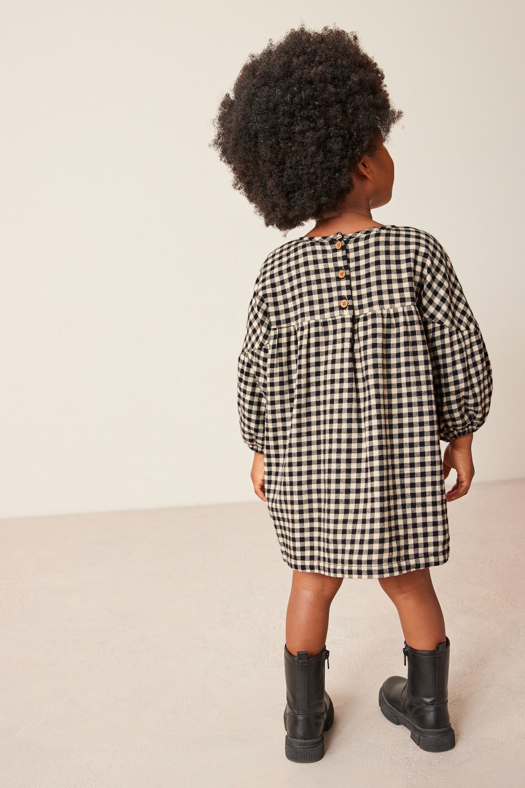 Black Gingham Relaxed Cotton Dress (3mths-8yrs)