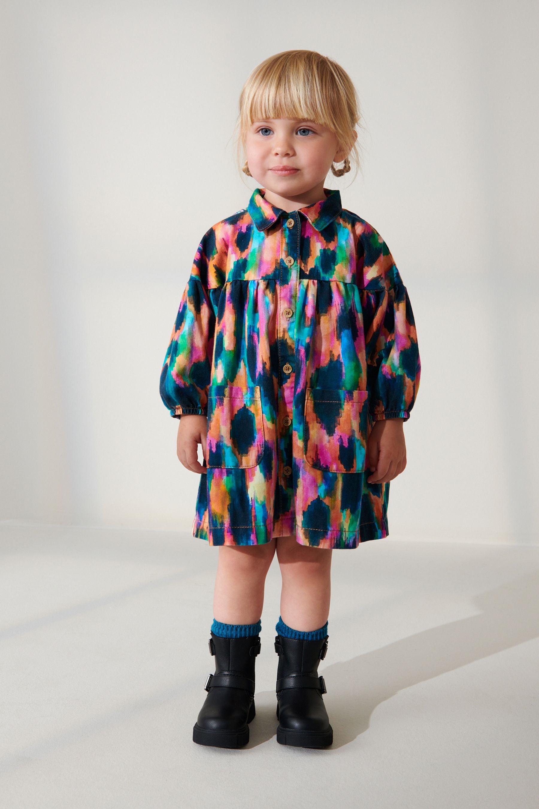 Multi Bright Print Cotton Shirt Dress (3mths-8yrs)