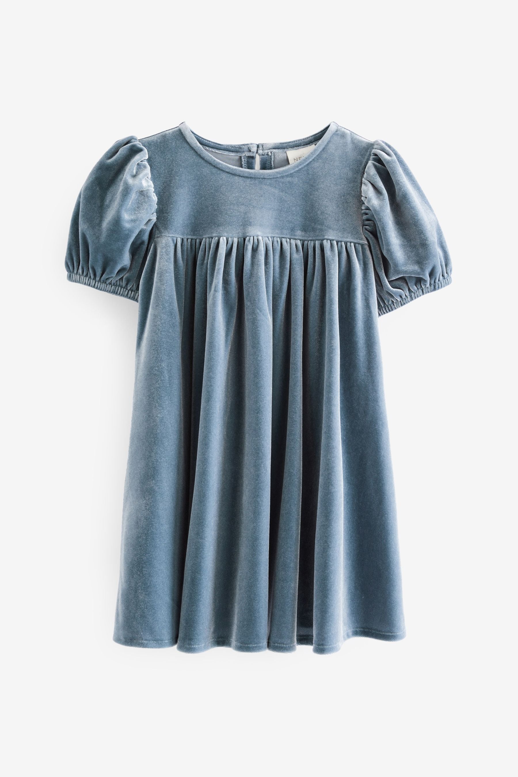 Sage Green Velvet Puff Sleeve Party Dress (3mths-10yrs)