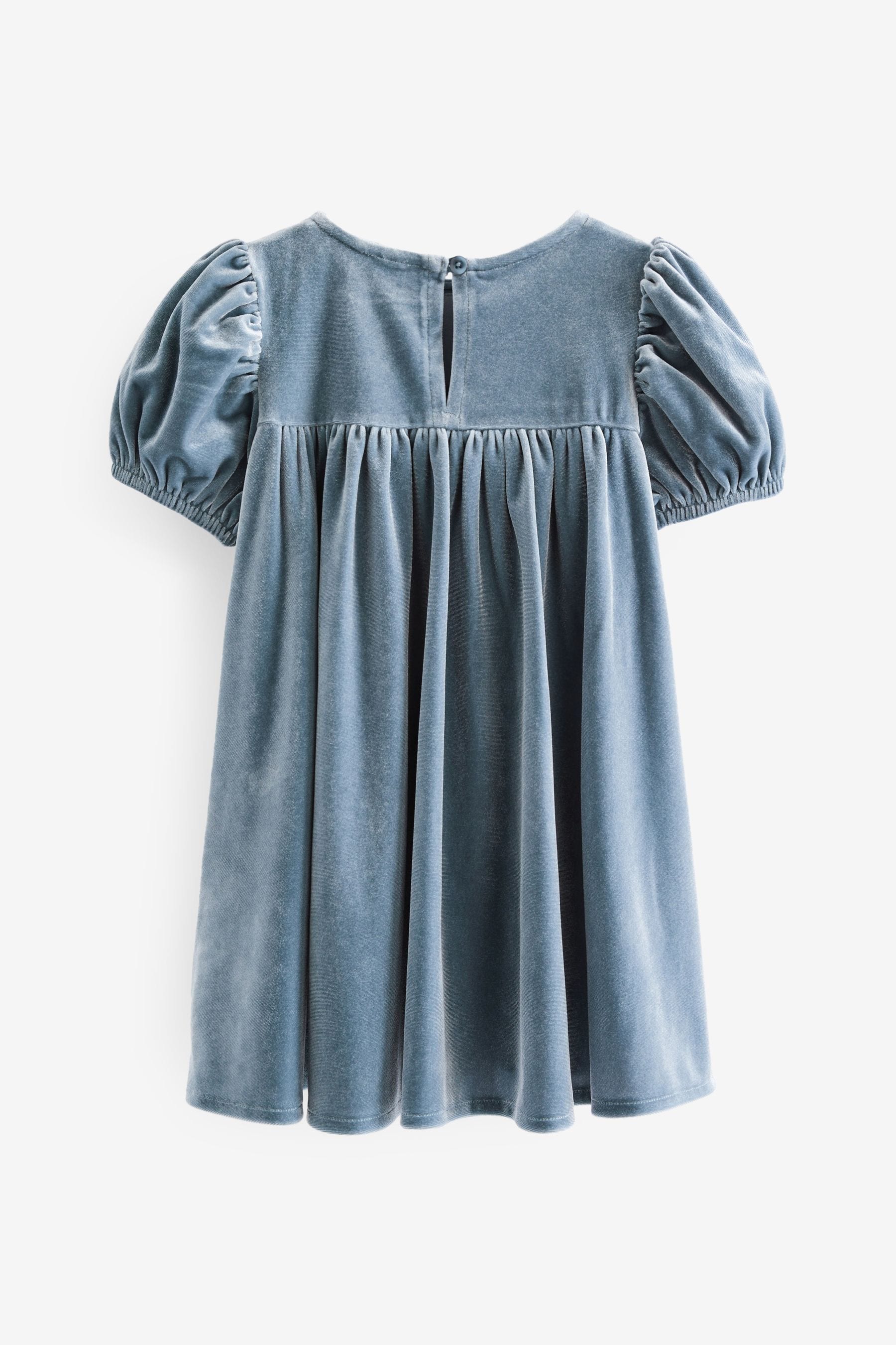 Sage Green Velvet Puff Sleeve Party Dress (3mths-10yrs)