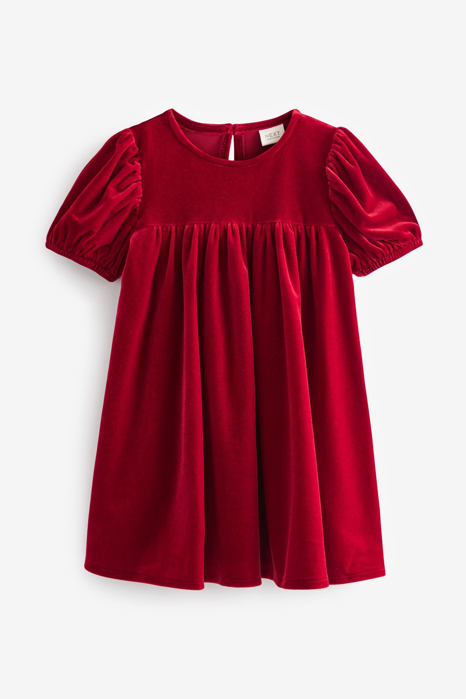 Red Velvet Puff Sleeve Party Dress (3mths-10yrs)