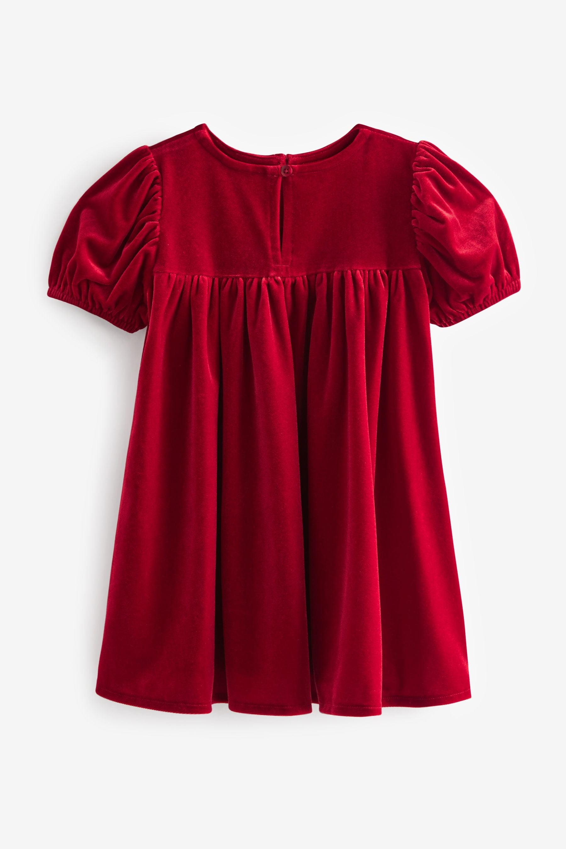 Red Velvet Puff Sleeve Party Dress (3mths-10yrs)